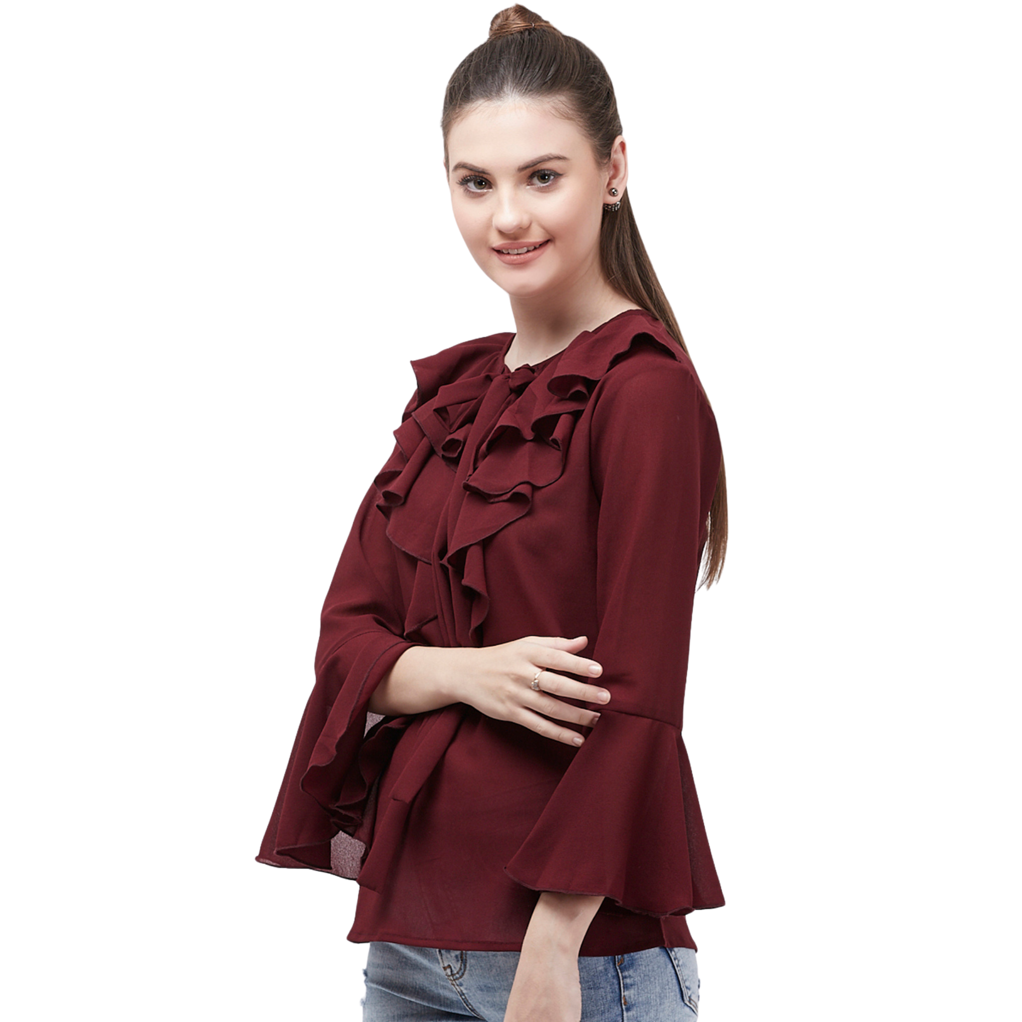 Maroon Flared Top