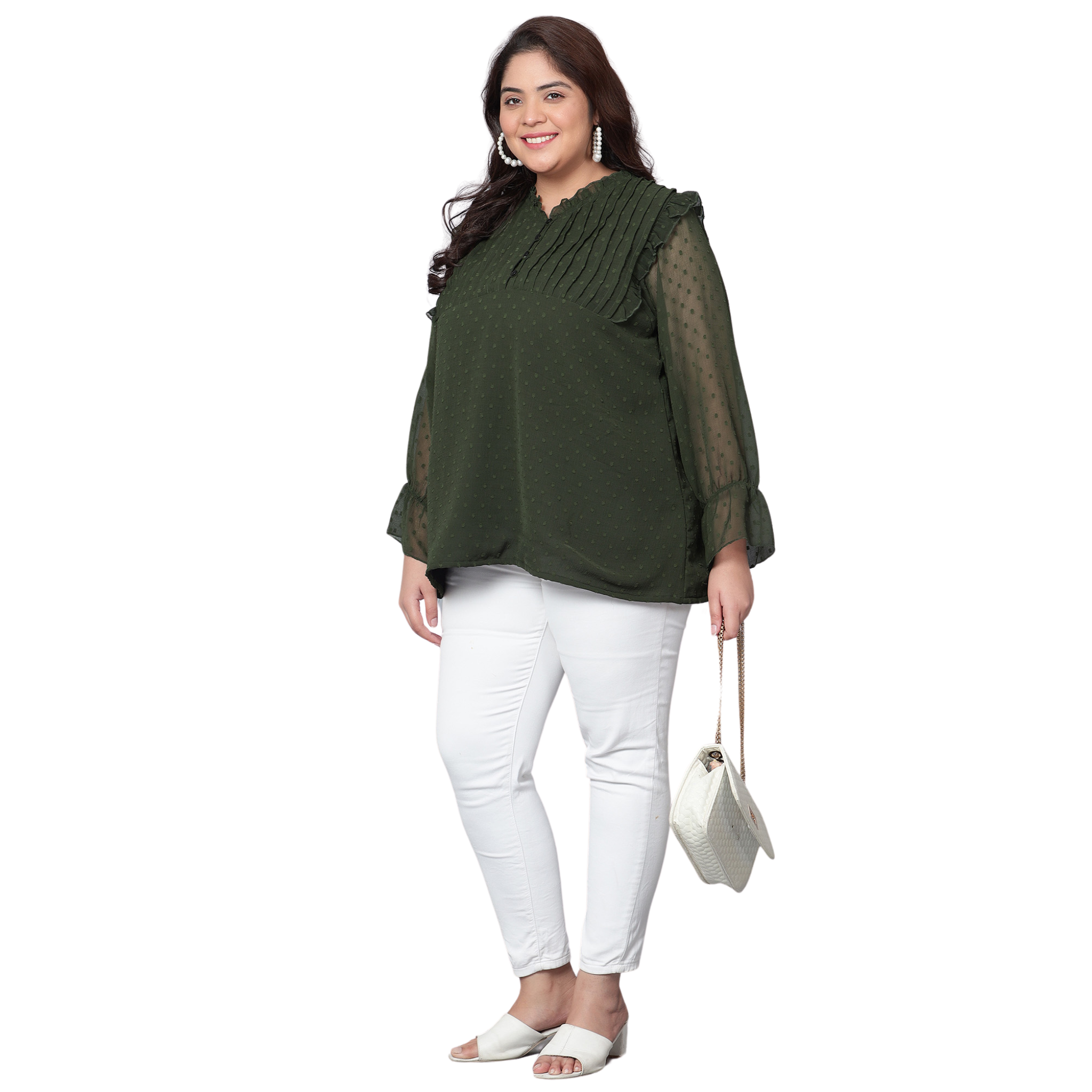 Green Georgette Plus Size Tunic