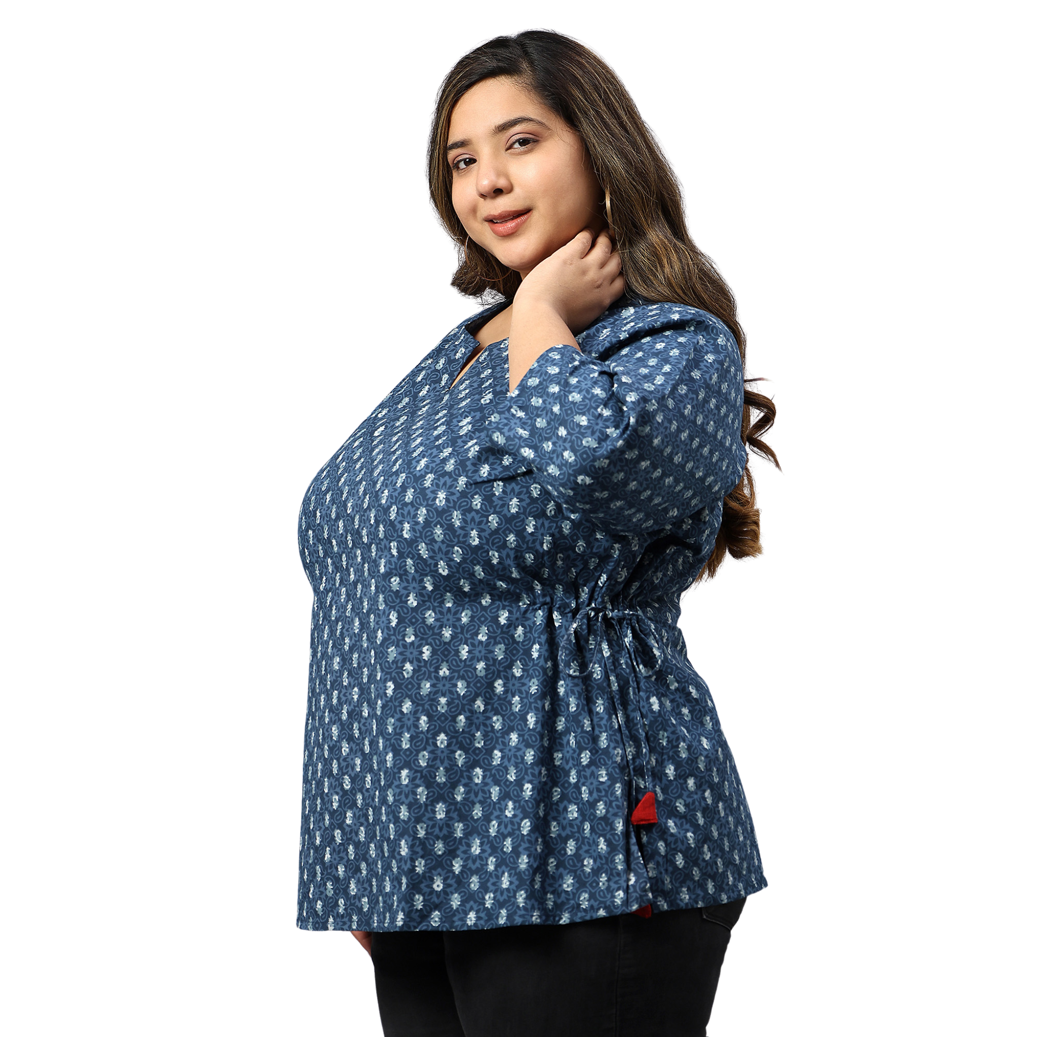 Blue Indigo Hand Block Plus Size Tunic