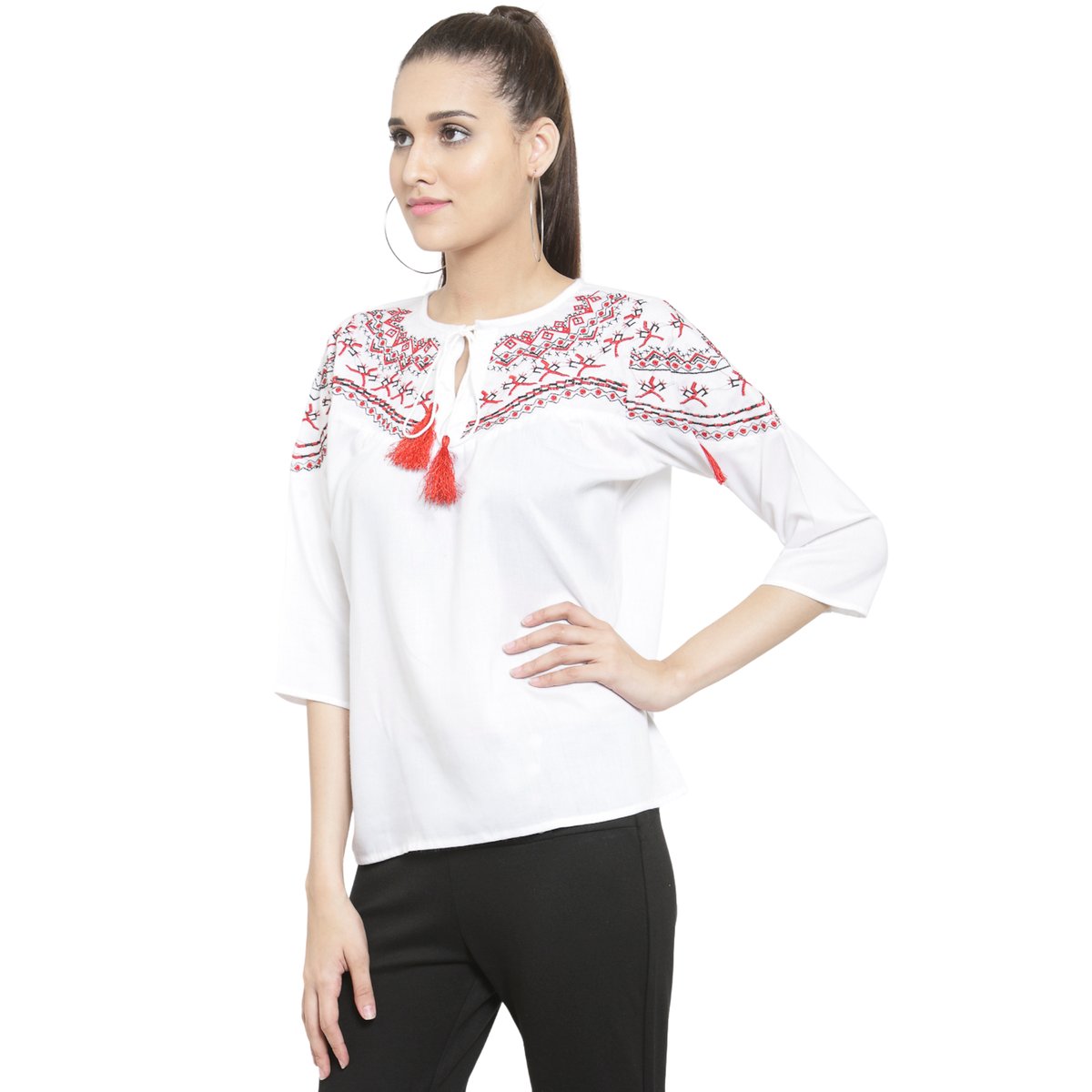 White Embroidered Top