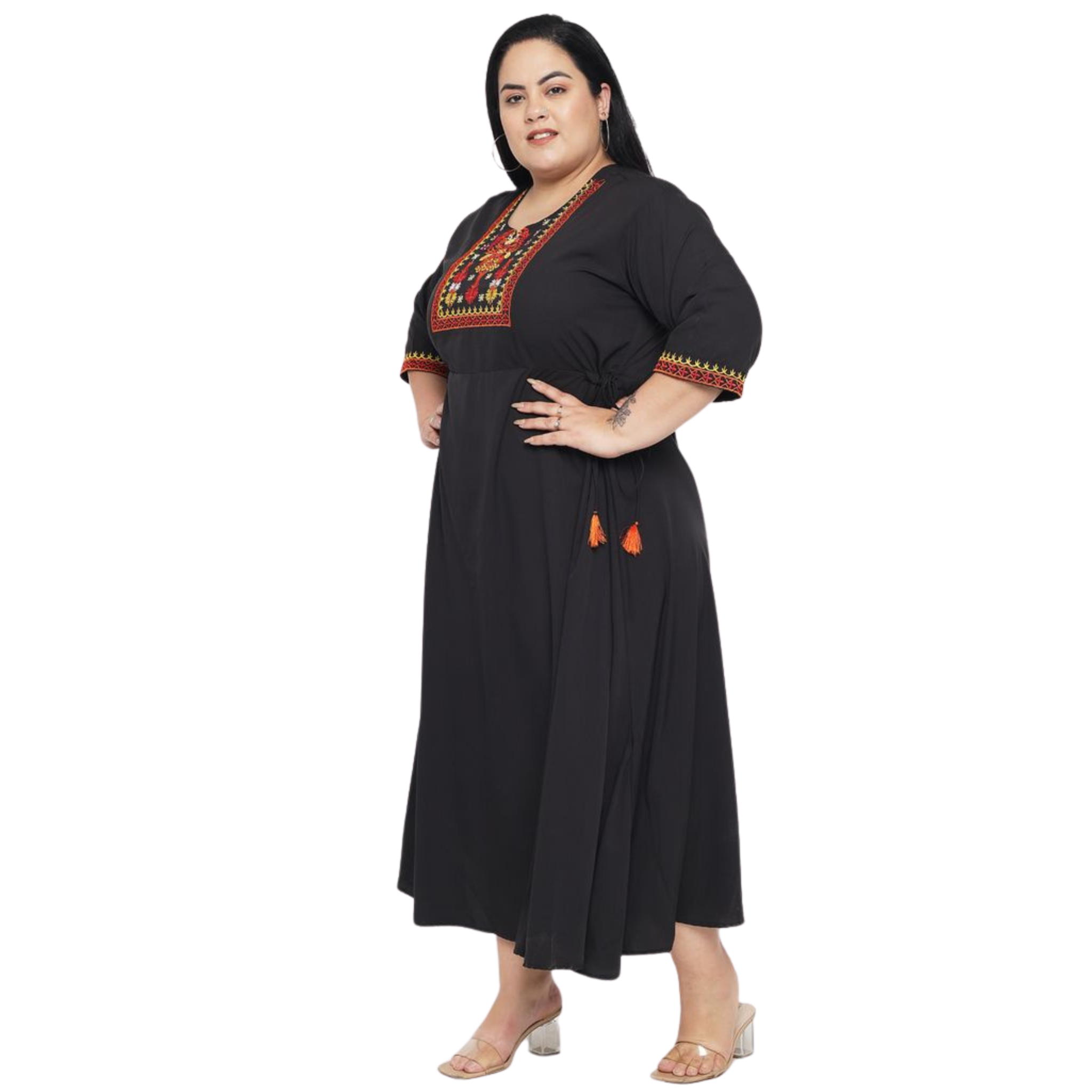 Black Embroidered Plus Size Dress