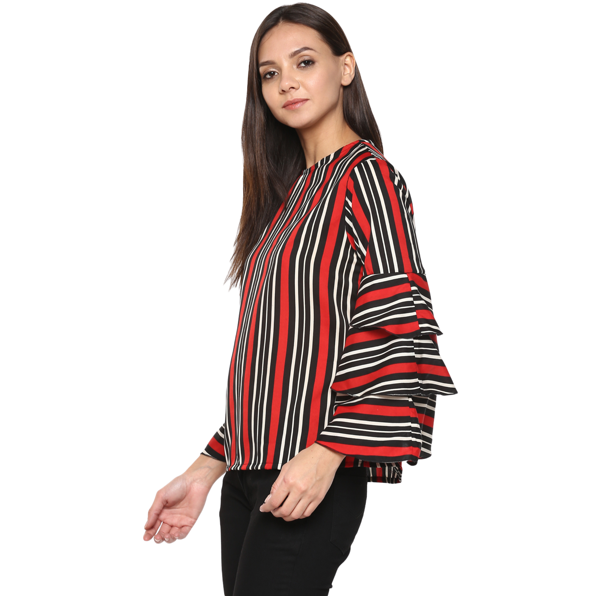 Red Black Stripe Top