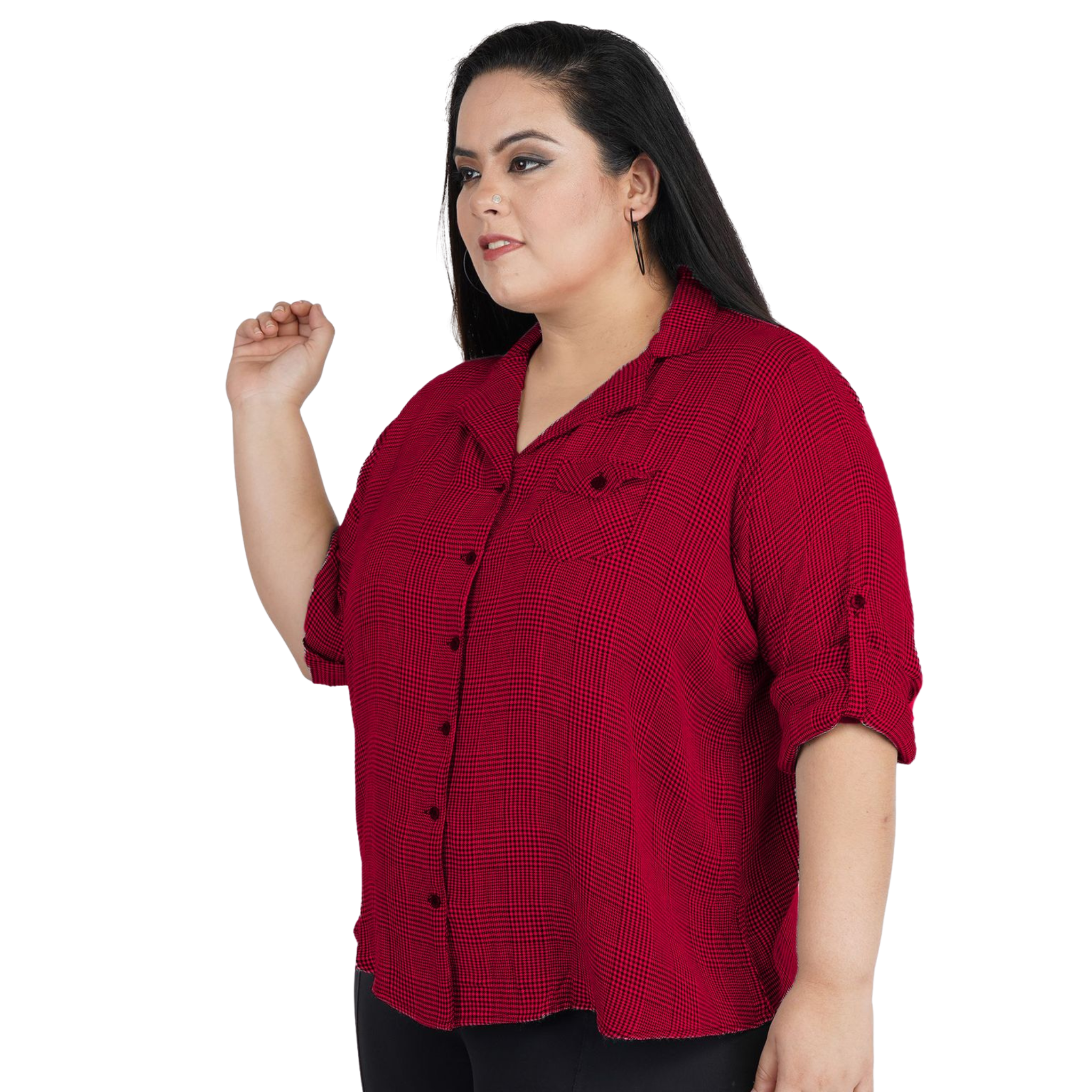 Red Classic Checkered Plus Size Shirt