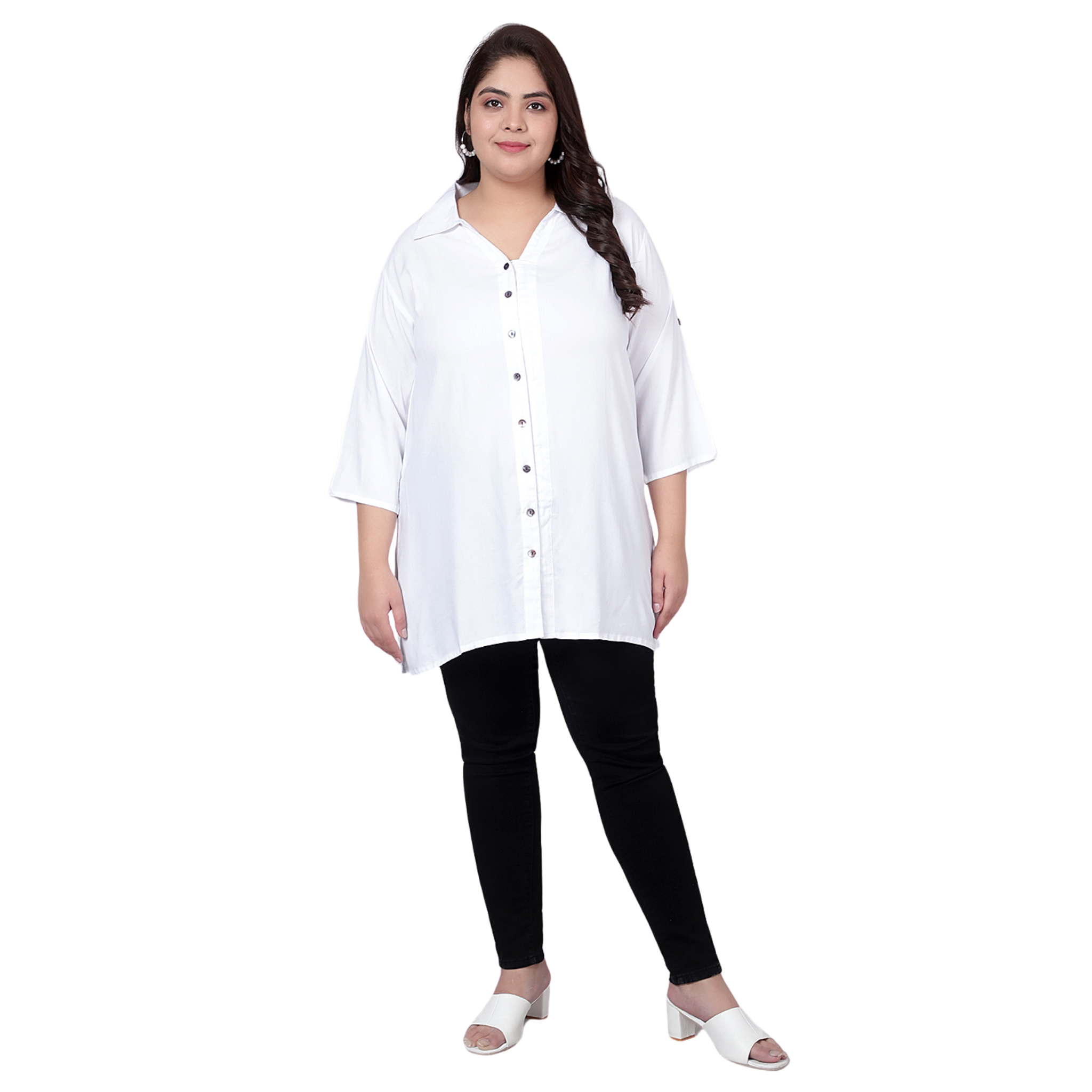 White Longline Plus Size Shirt