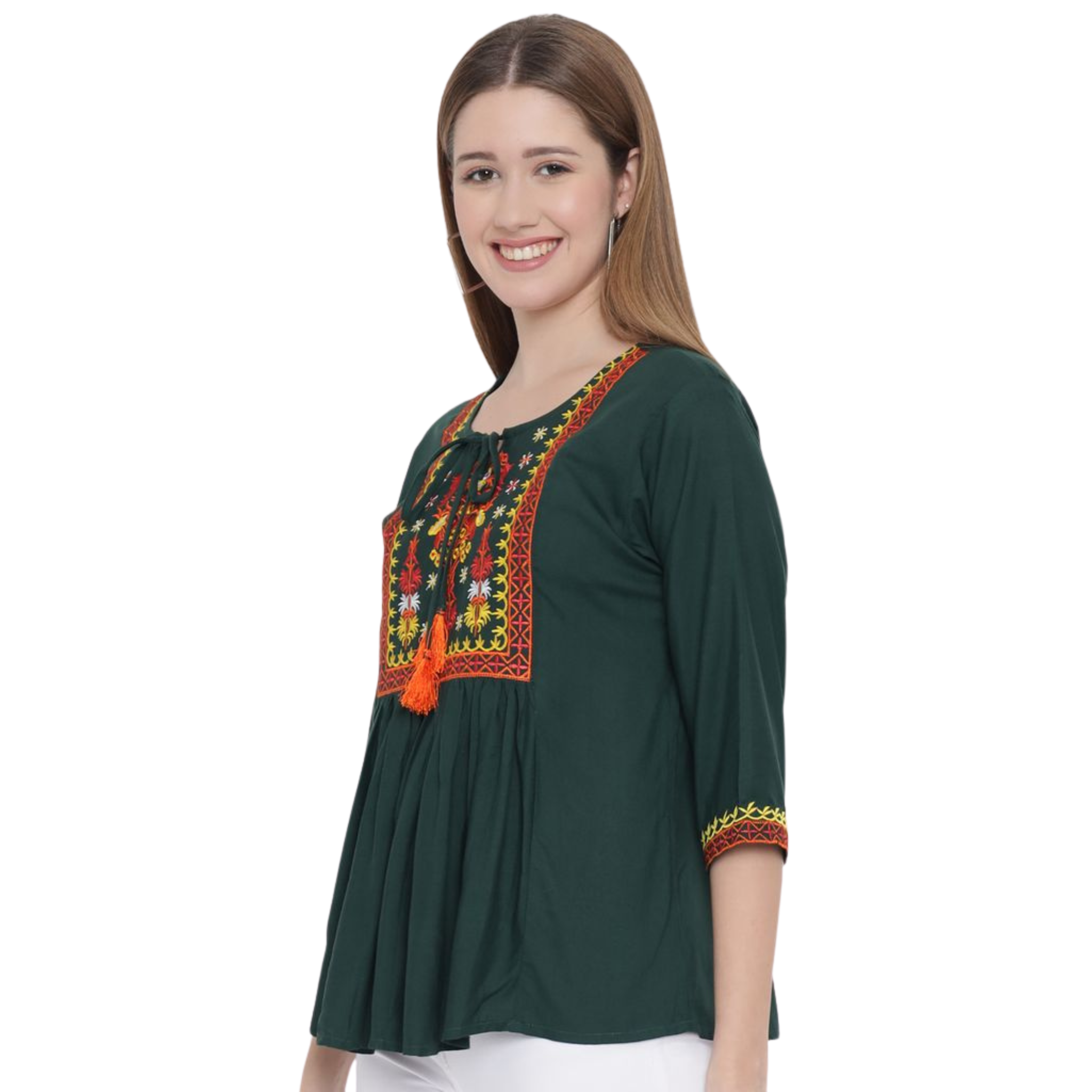 Dark Green Embroidered Tunic