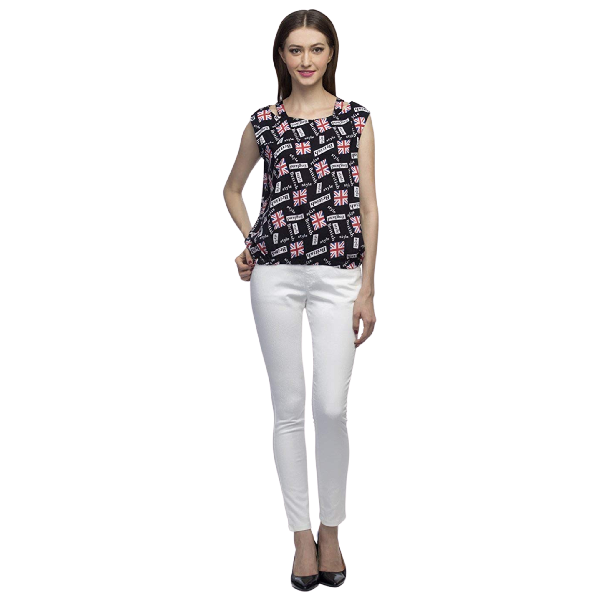 Black British Print Top