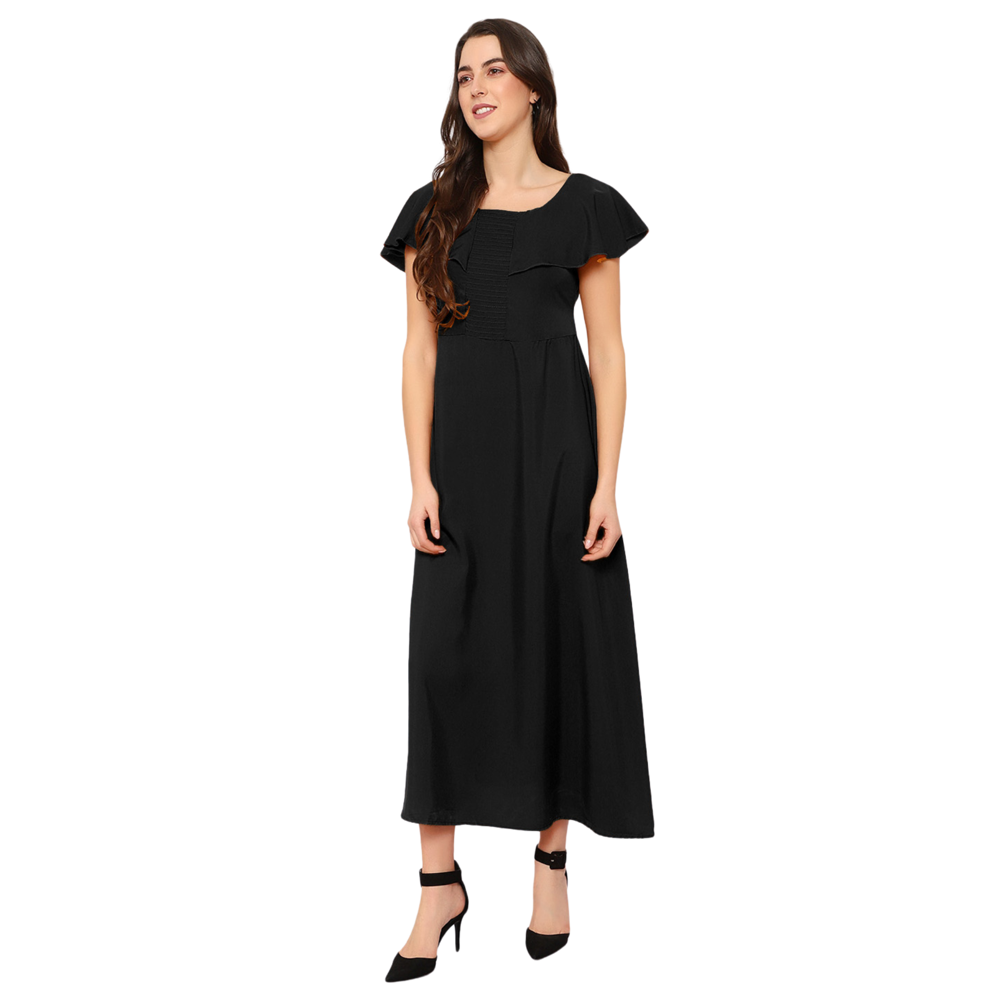 Black Solid Maxi Dress