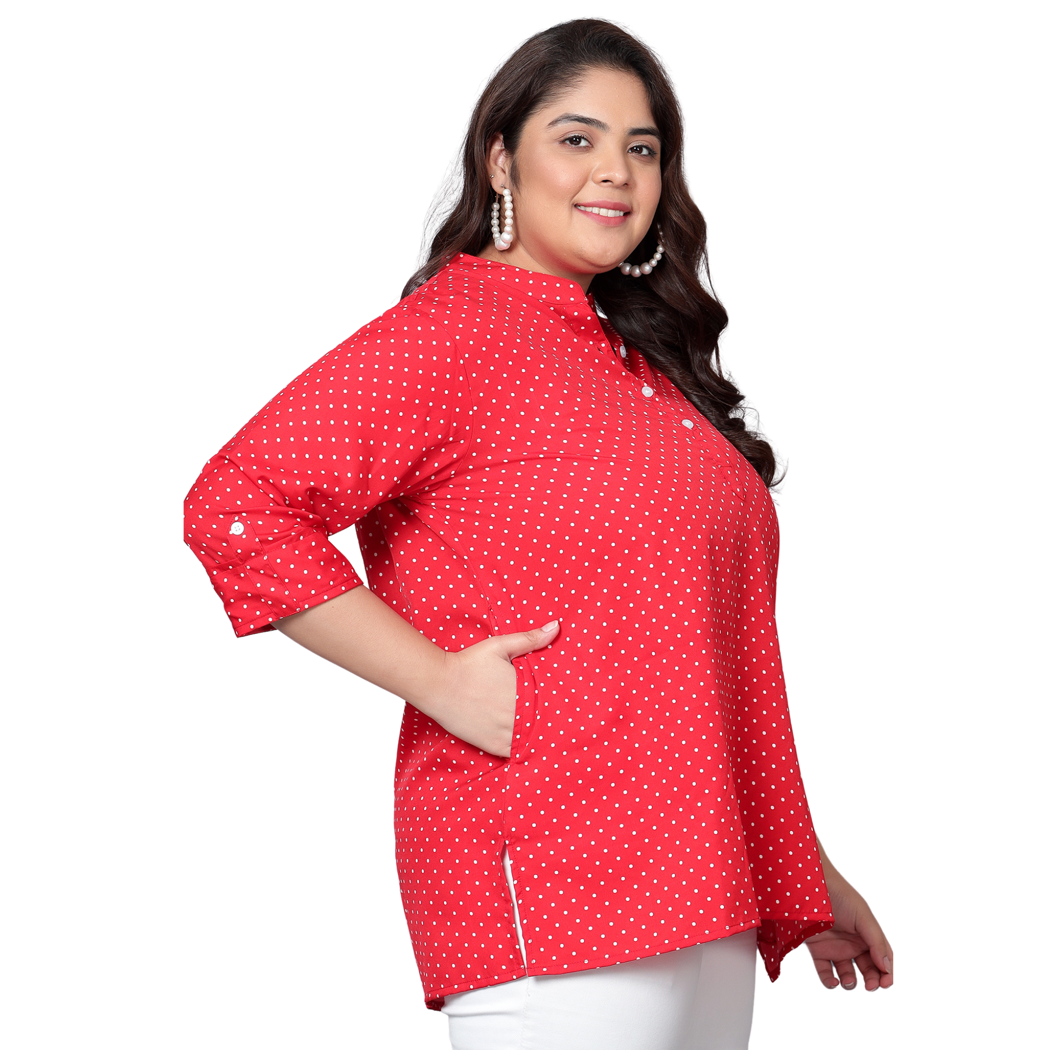 Red Polka Dot Plus Size Tunic