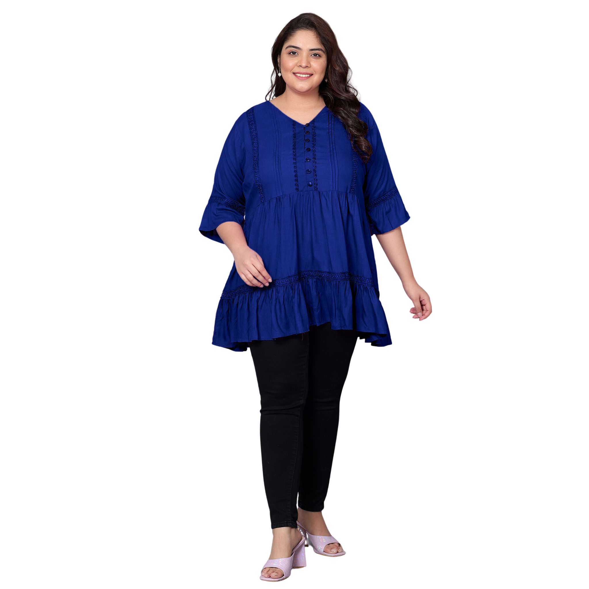 Blue Lace Plus Size Tunic
