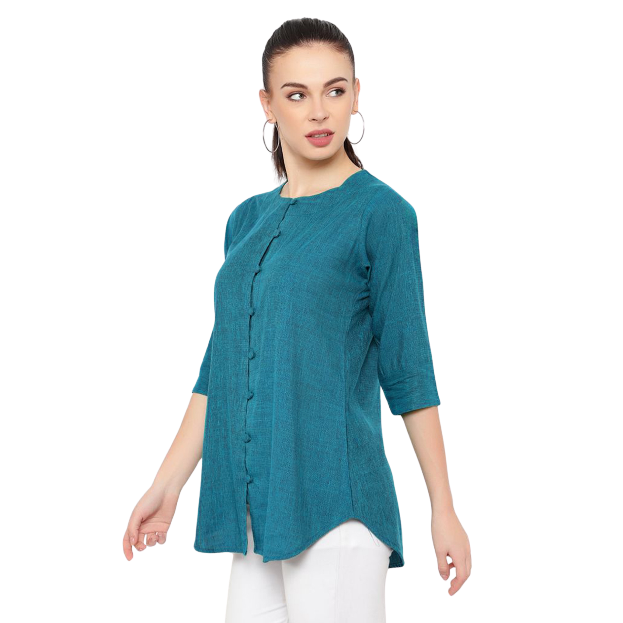 Turquoise Cotton Linen Tunic