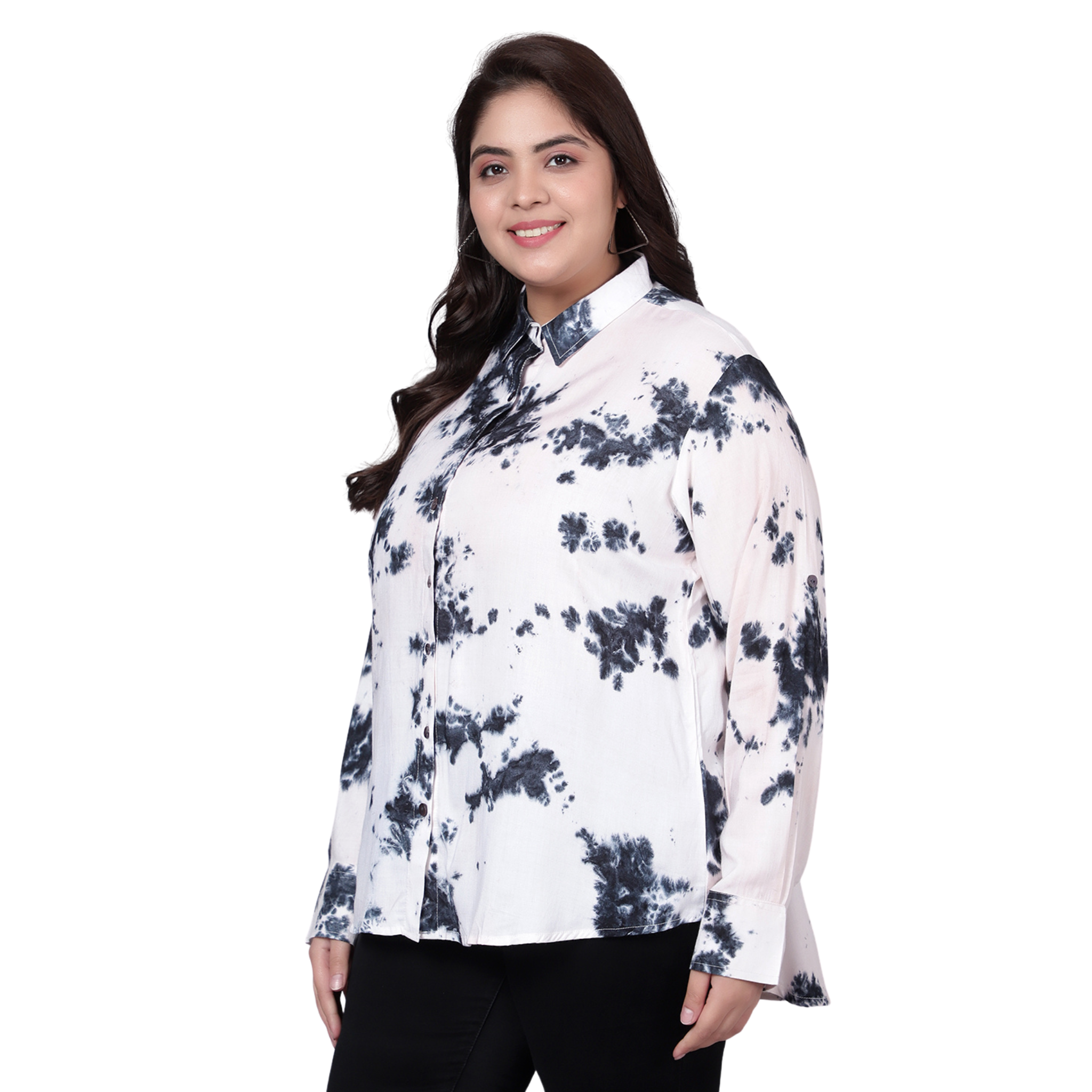 Black and White Tie Dye Plus Size Shirt