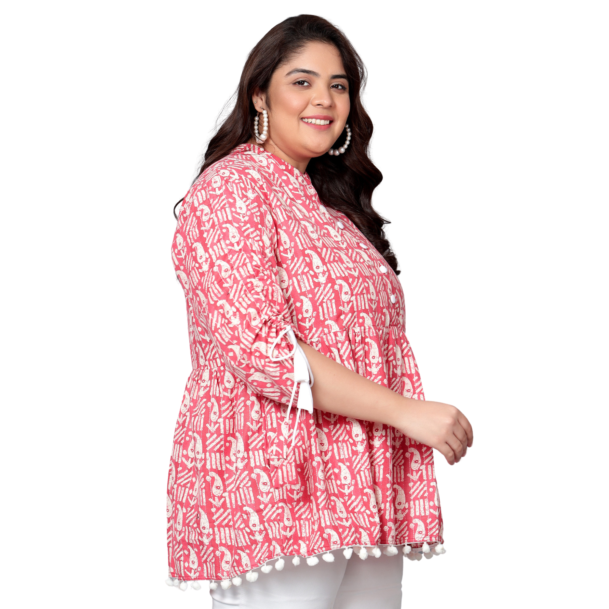 Red Paisley Cotton Plus Size Tunic