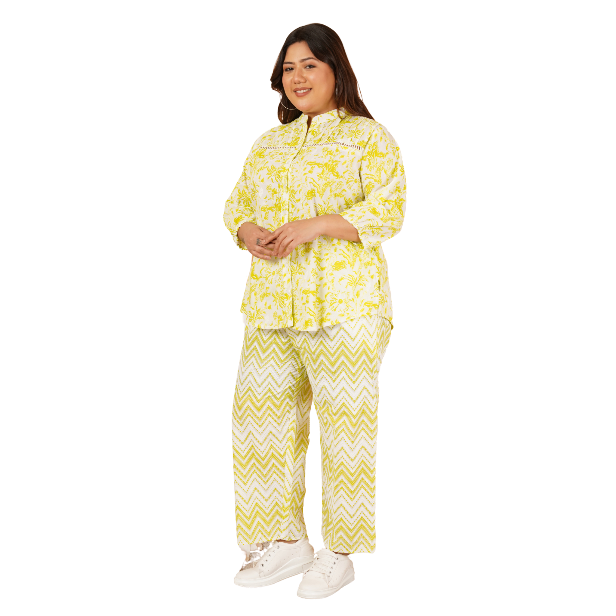 Yellow Print Plus Size Co-Ord Set