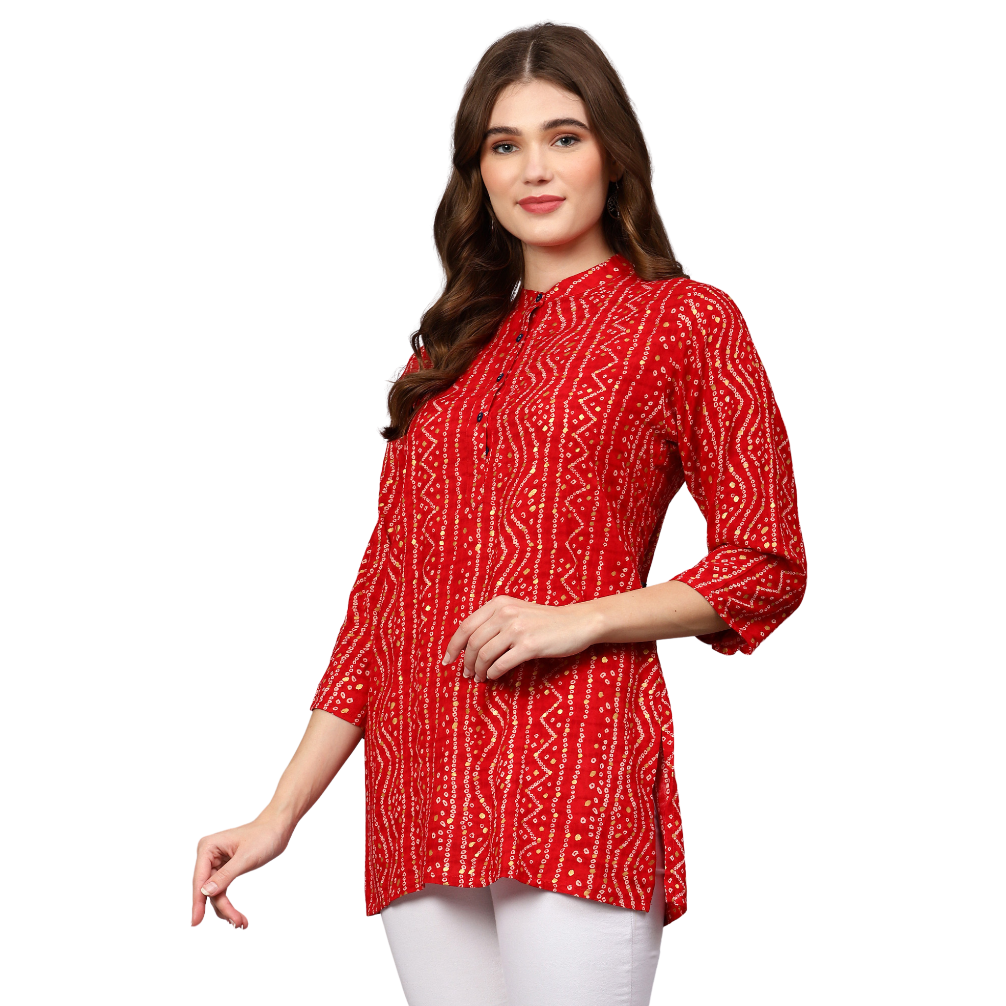 Red Bandhani Print Tunic