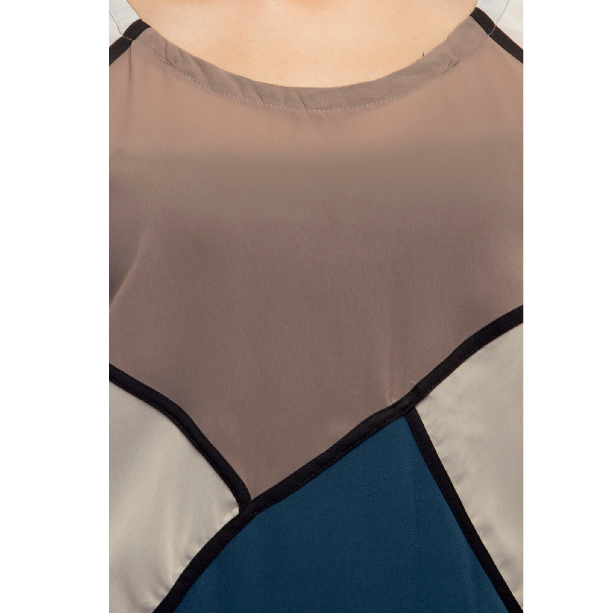 Blue and Brown Multicolor Top