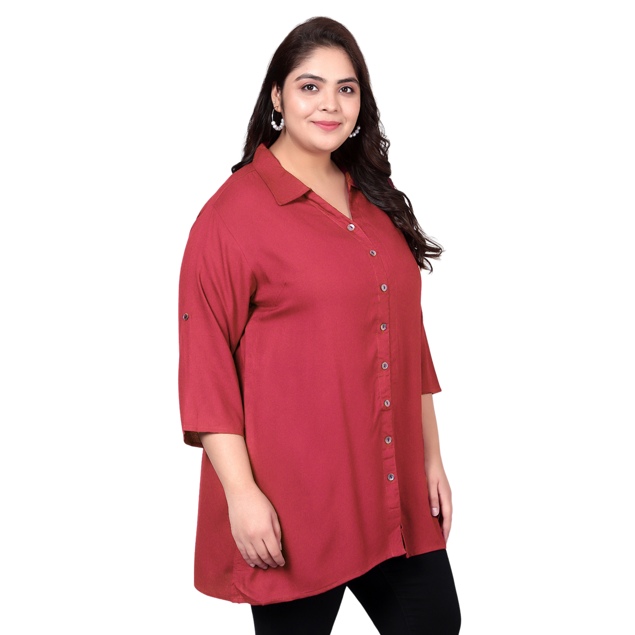 Red Longline Plus Size Shirt