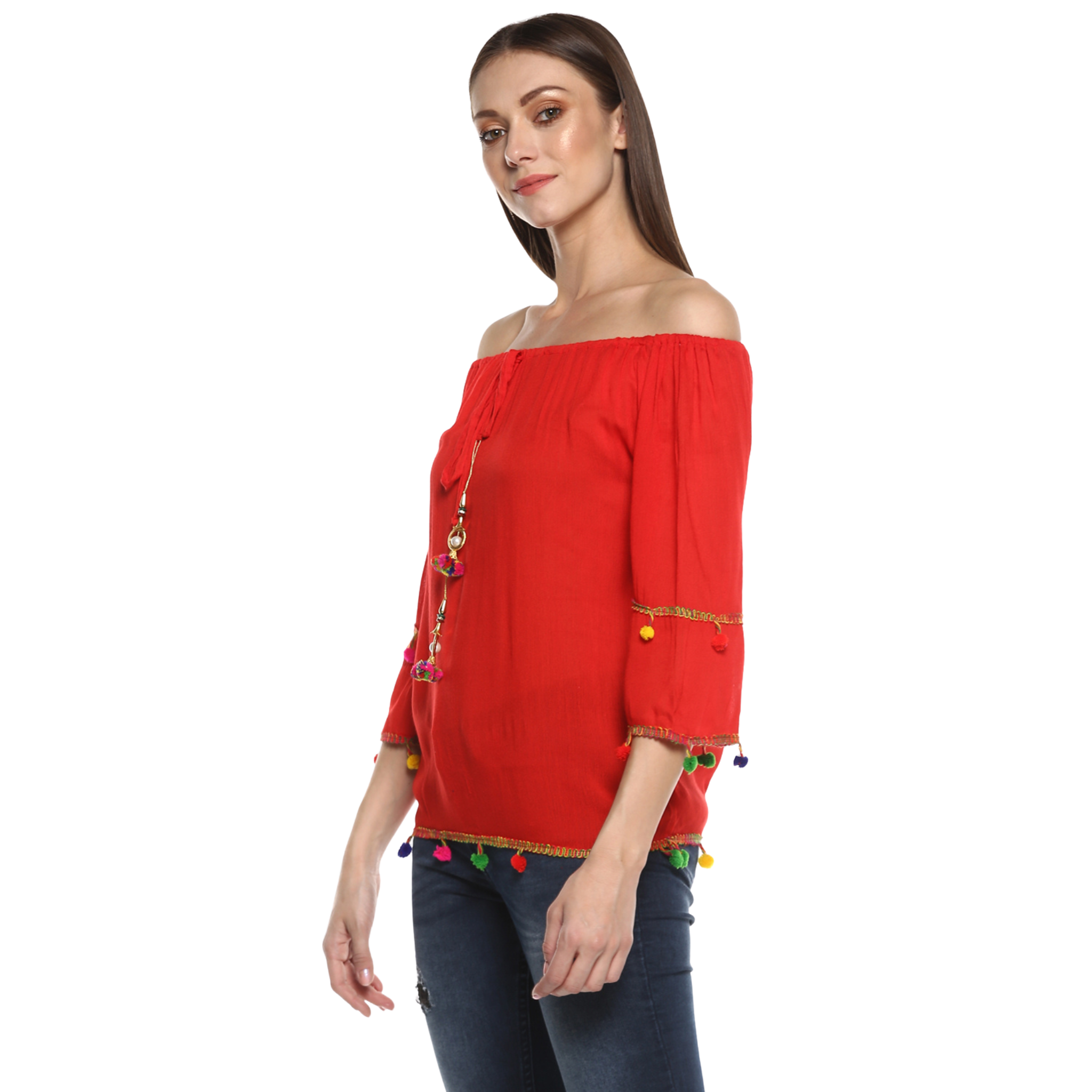Red Pom Pom Top