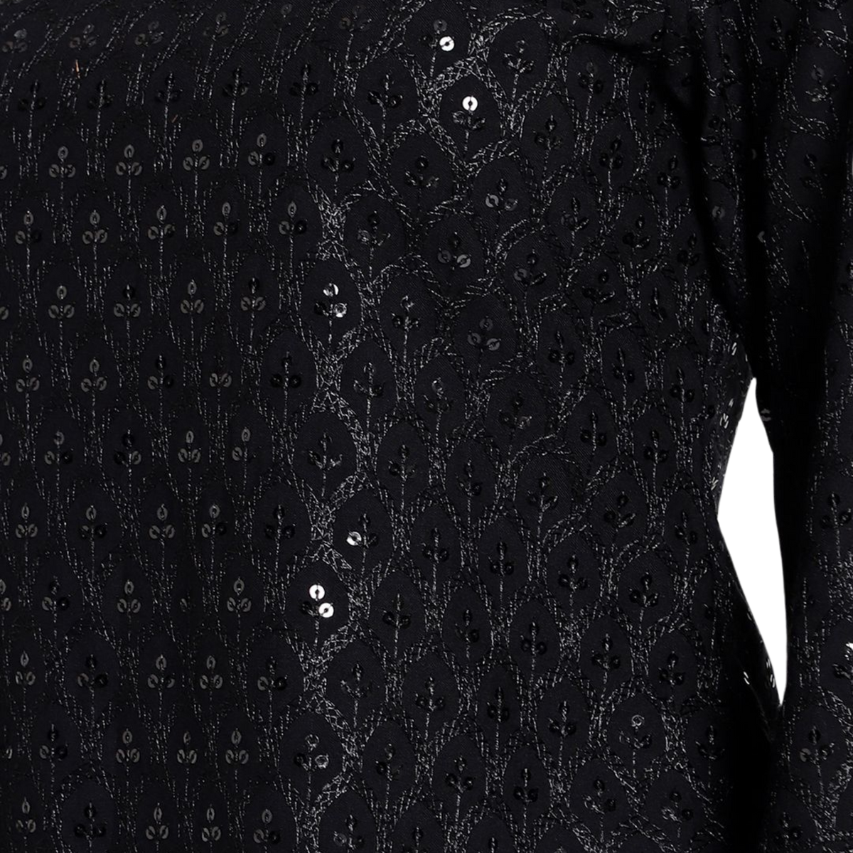 Black Embroidered Sequin Dress
