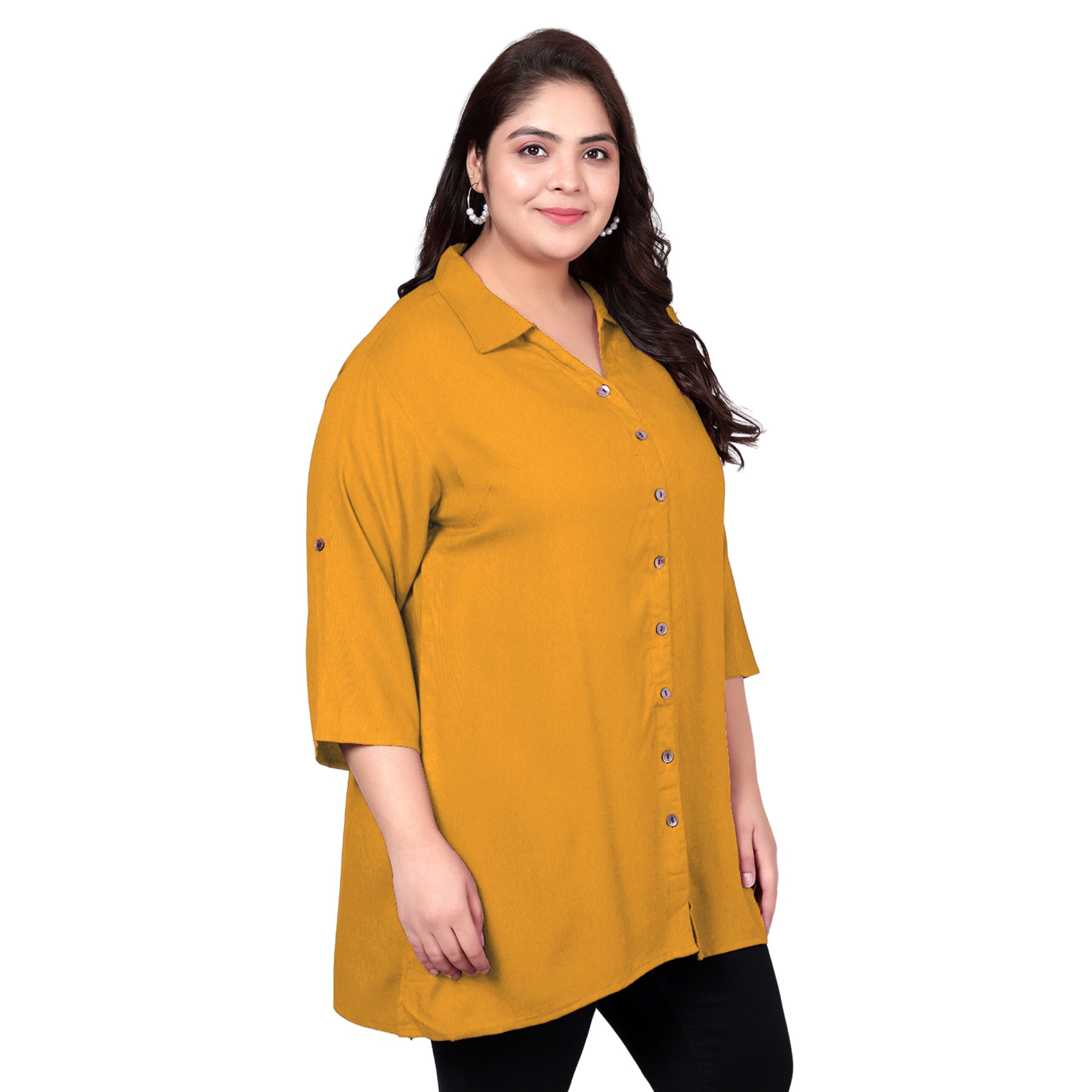 Mustard Longline Plus Size Shirt