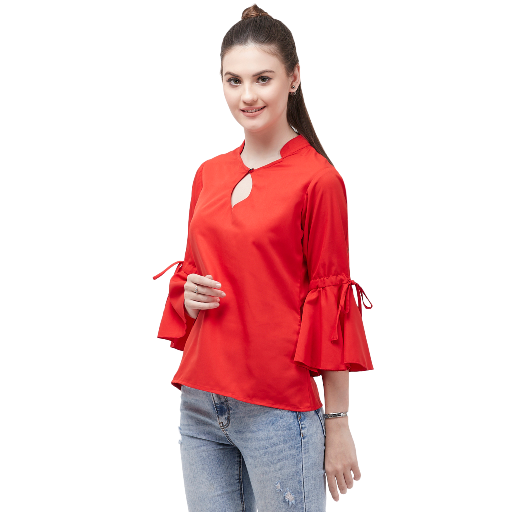 Red Bell Sleeve Top