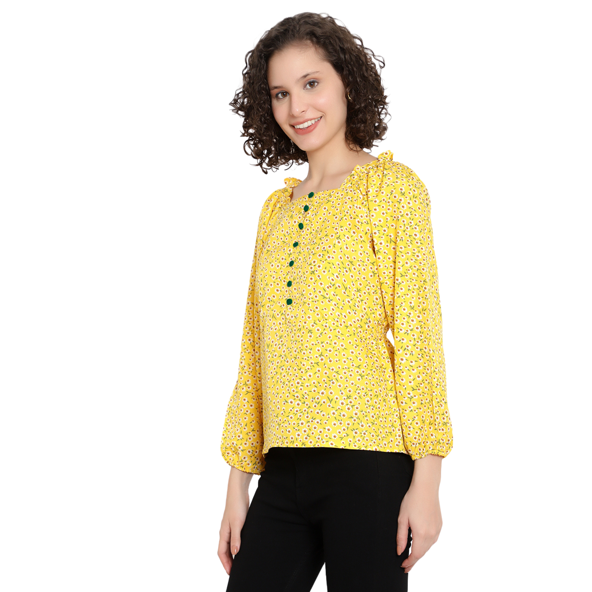 Yellow Floral Print Top