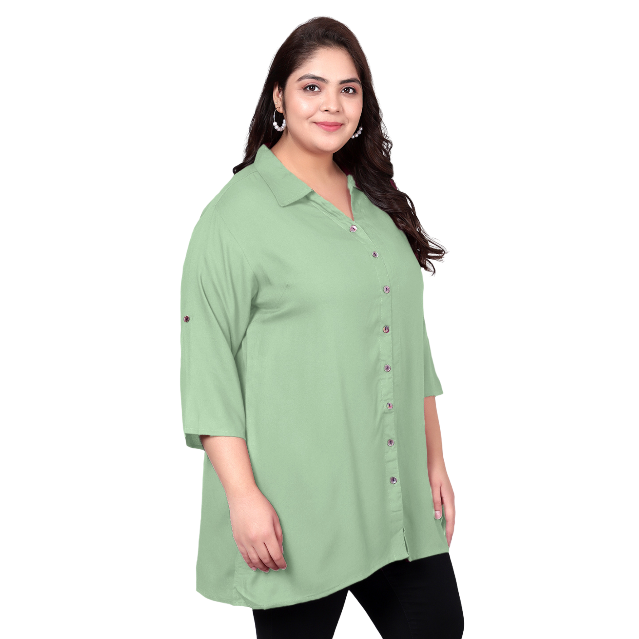 Mint Green Longline Plus Size Shirt