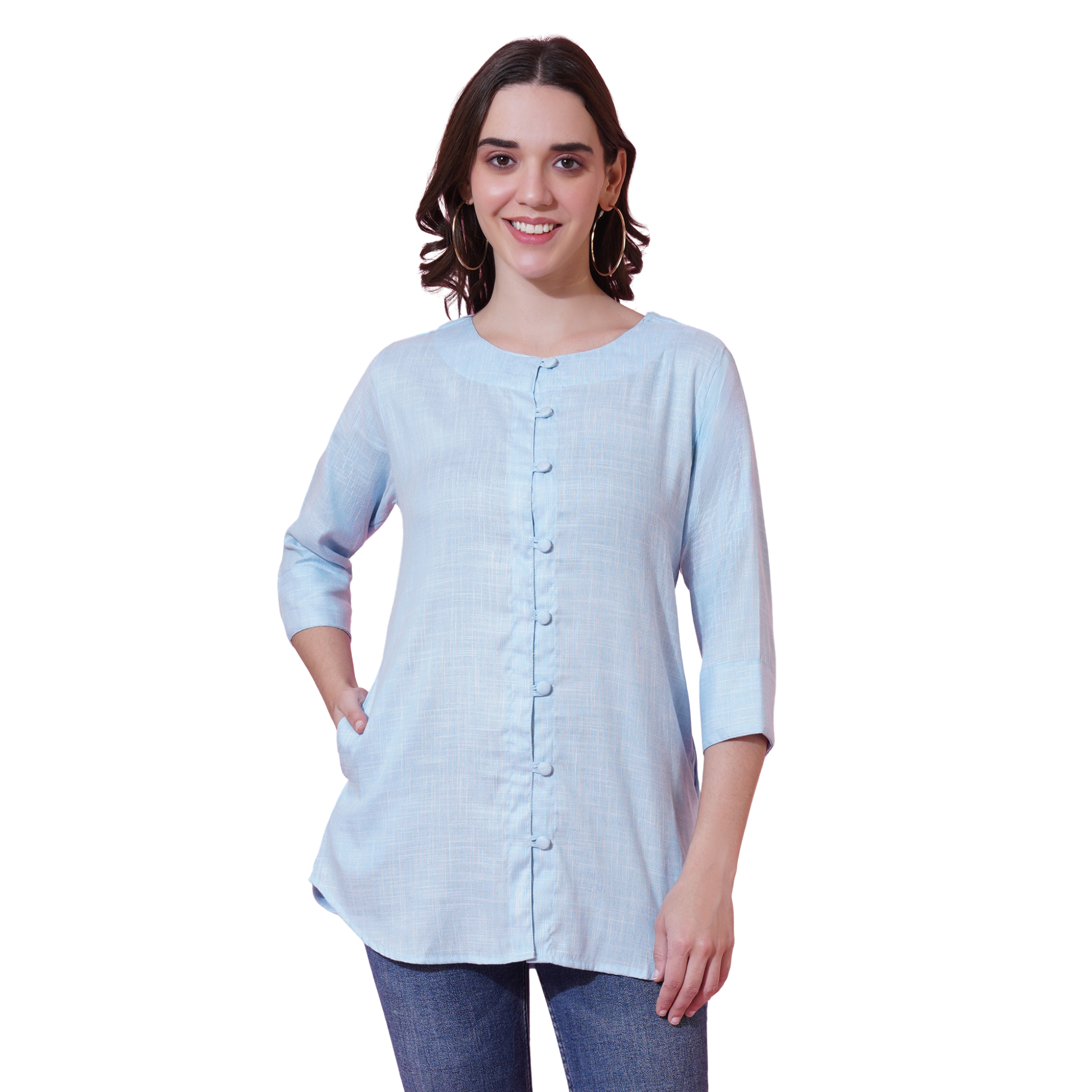 Blue Cotton Linen Tunic