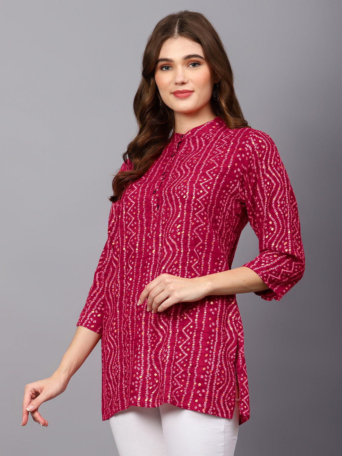 Pink Bandhani Print Tunic