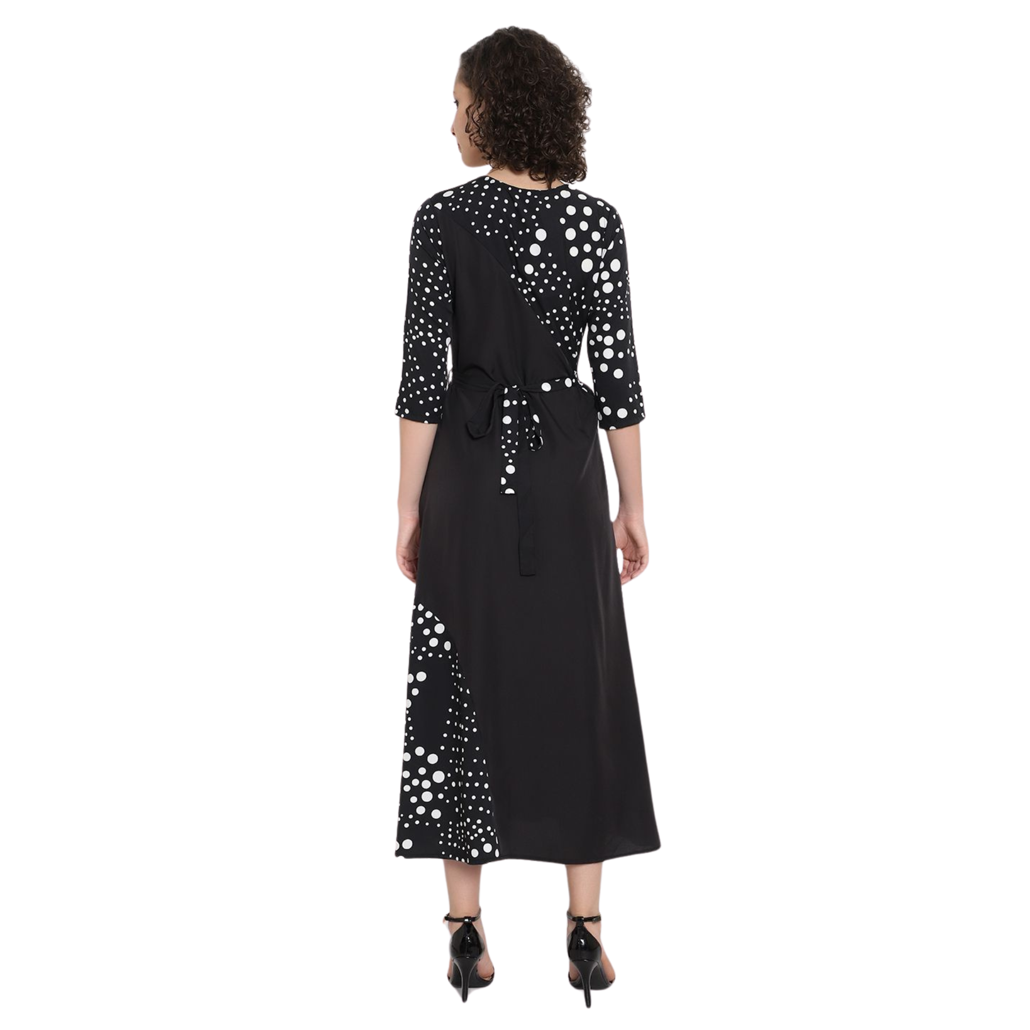 Black & White Polka Dot Print Dress