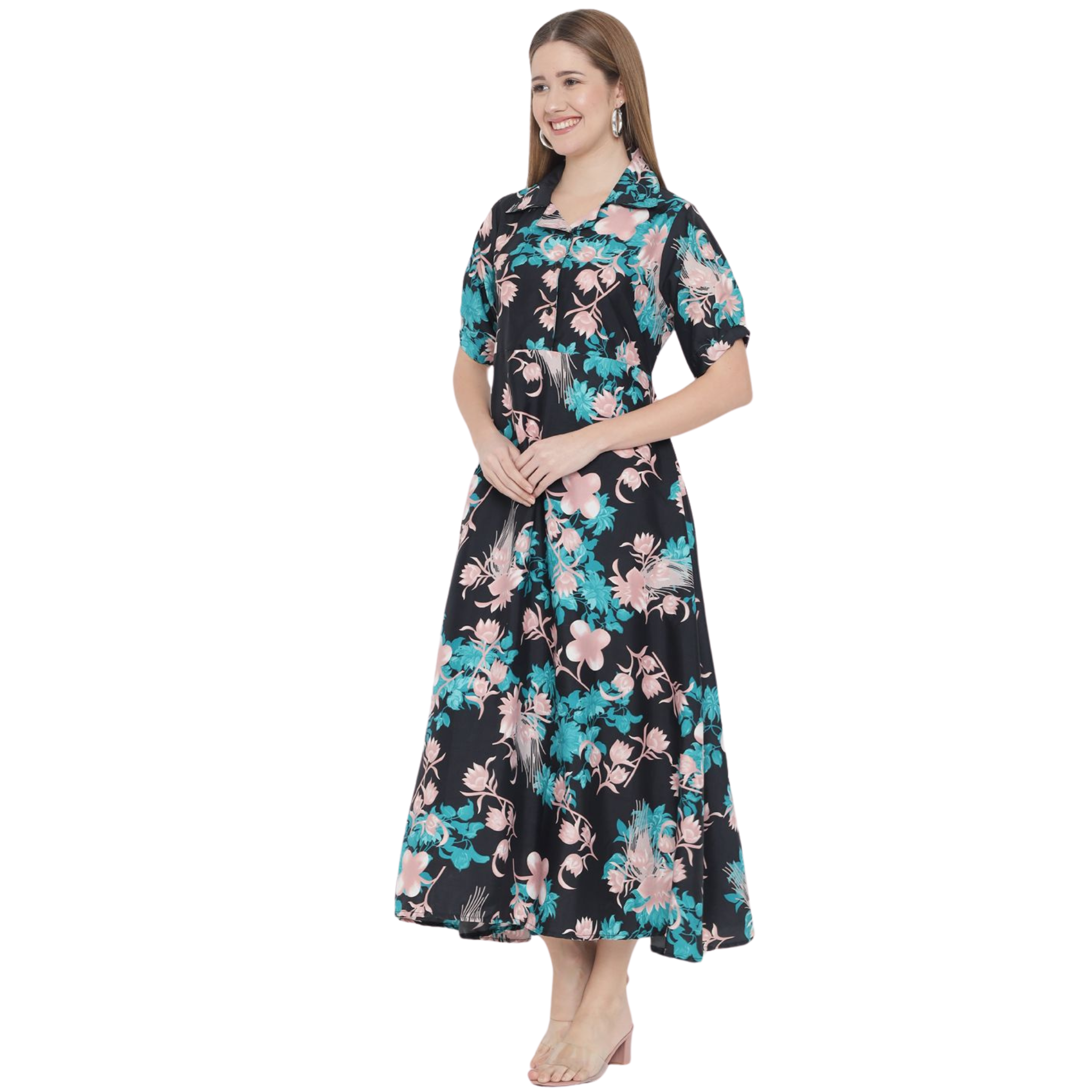 Black and Green Floral Dress