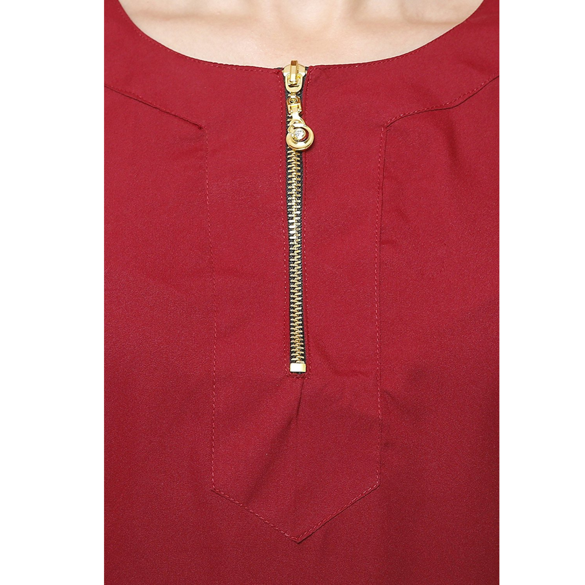 Maroon Front Zipper Top