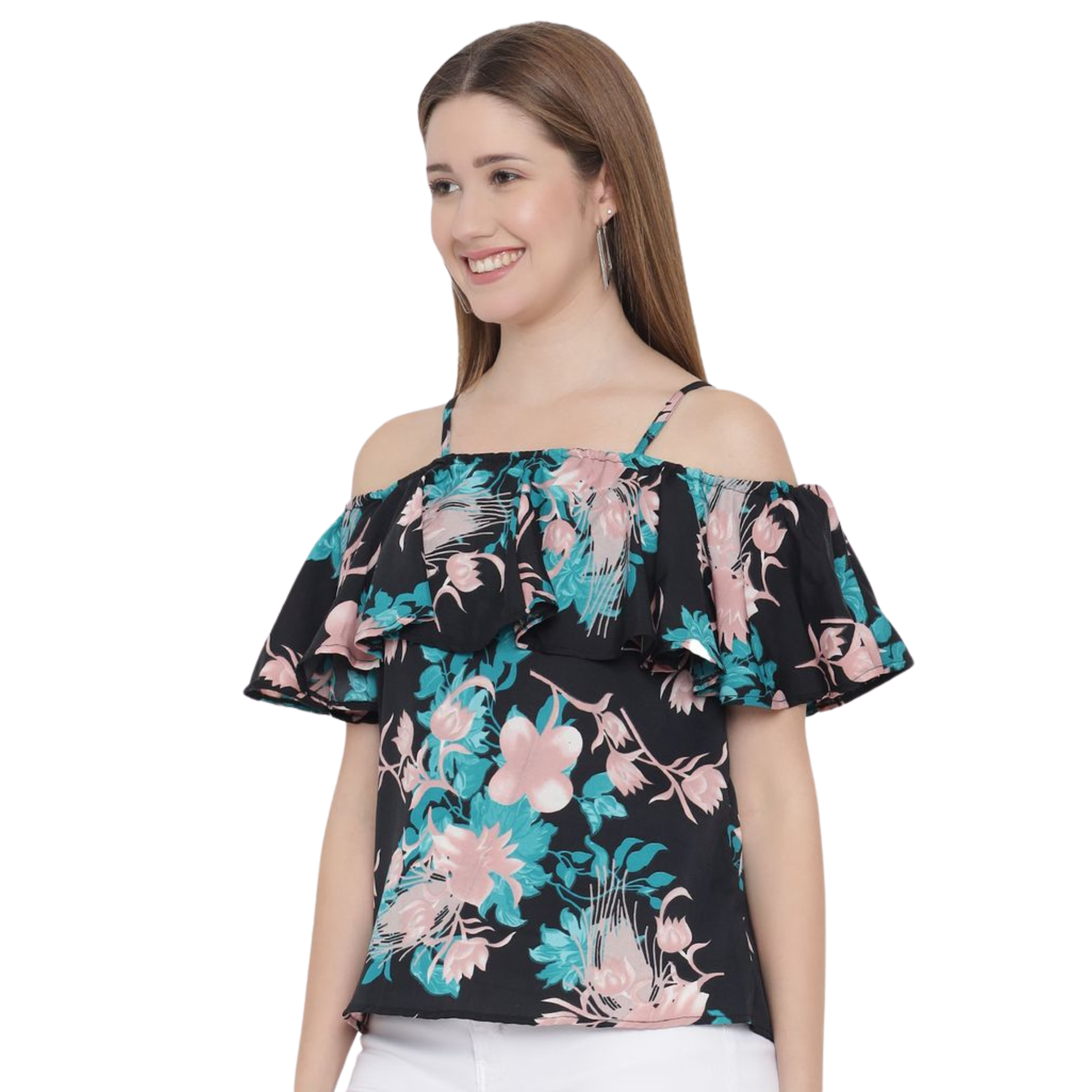 Green Floral Print Top