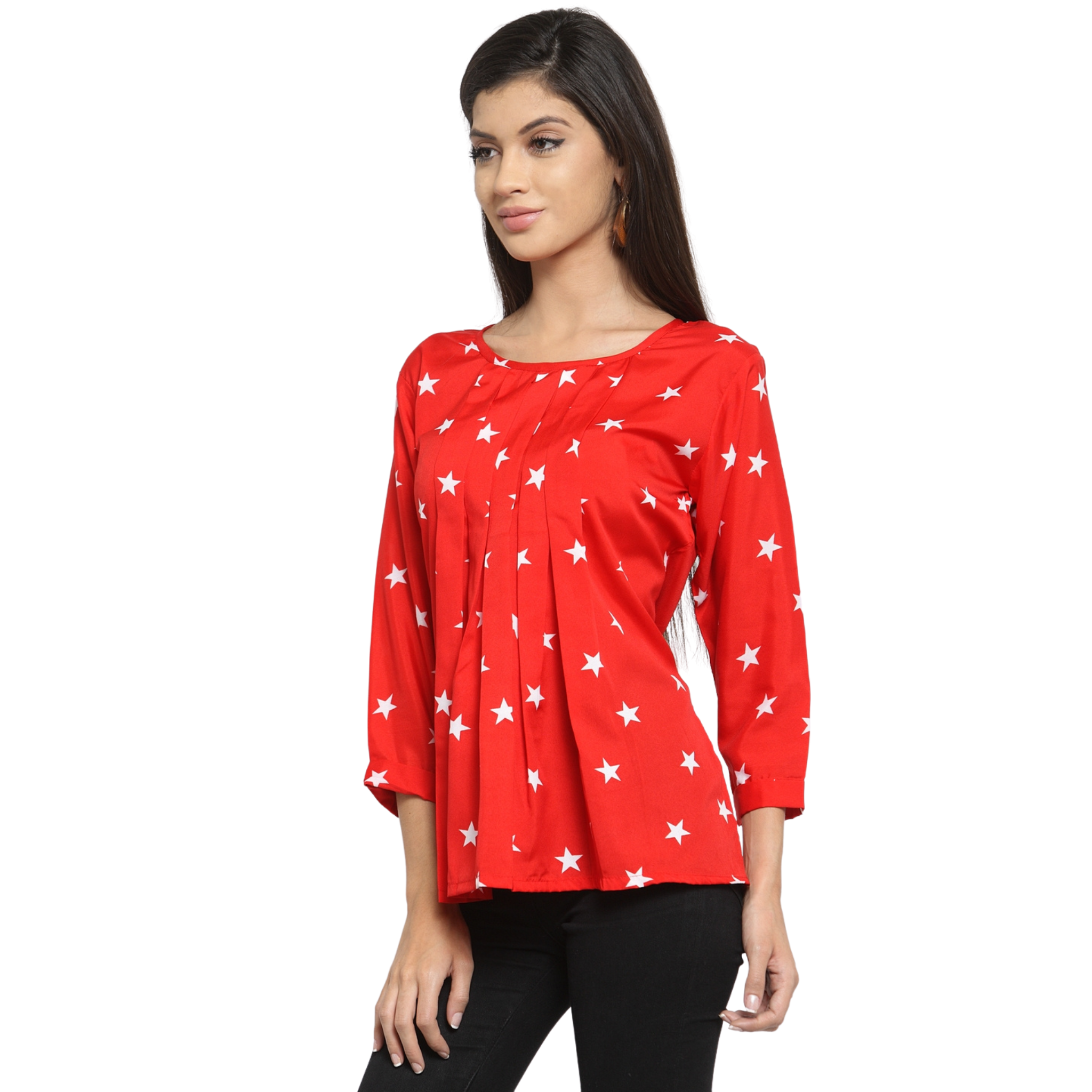 Red Star Print Top