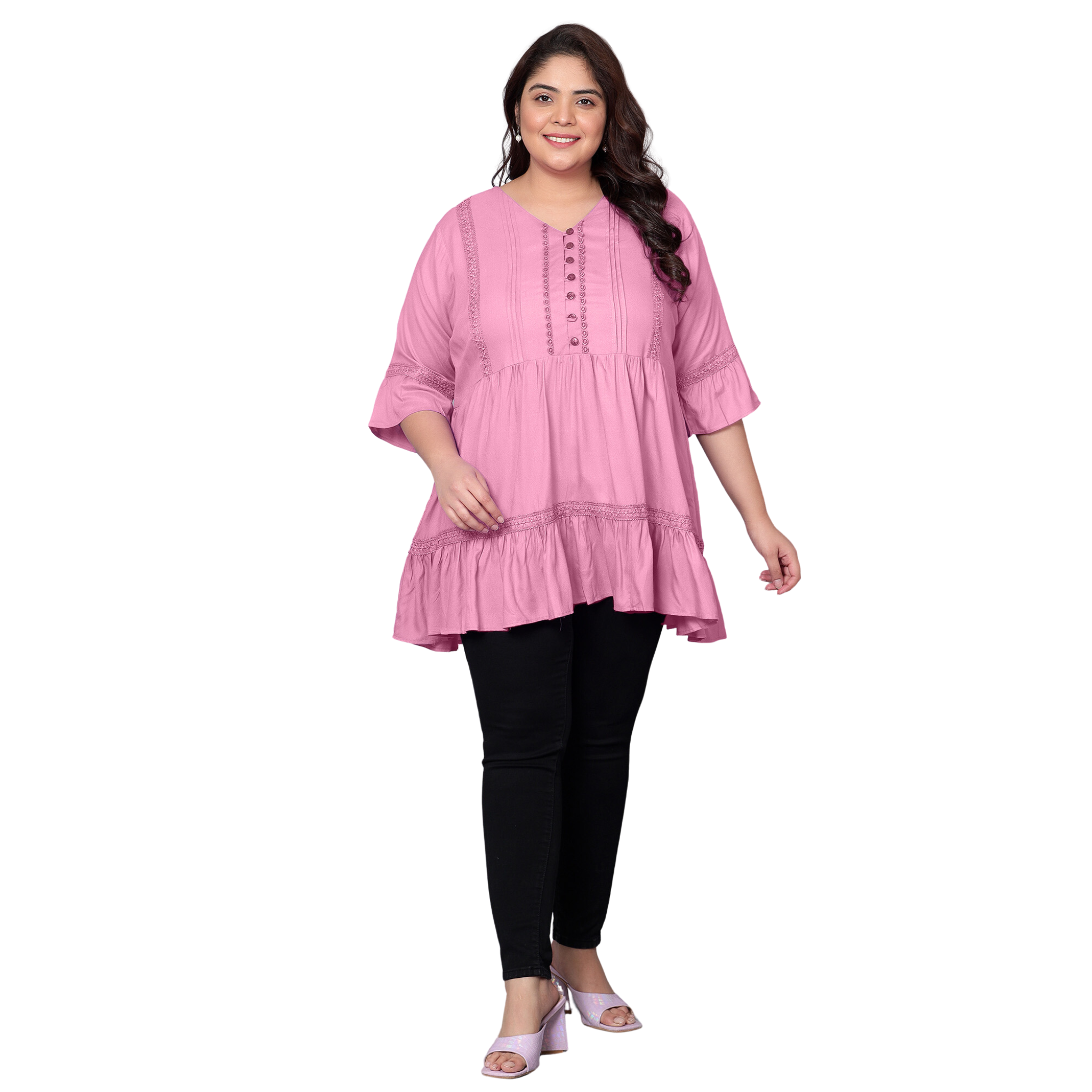 Pink Lace Plus Size Tunic