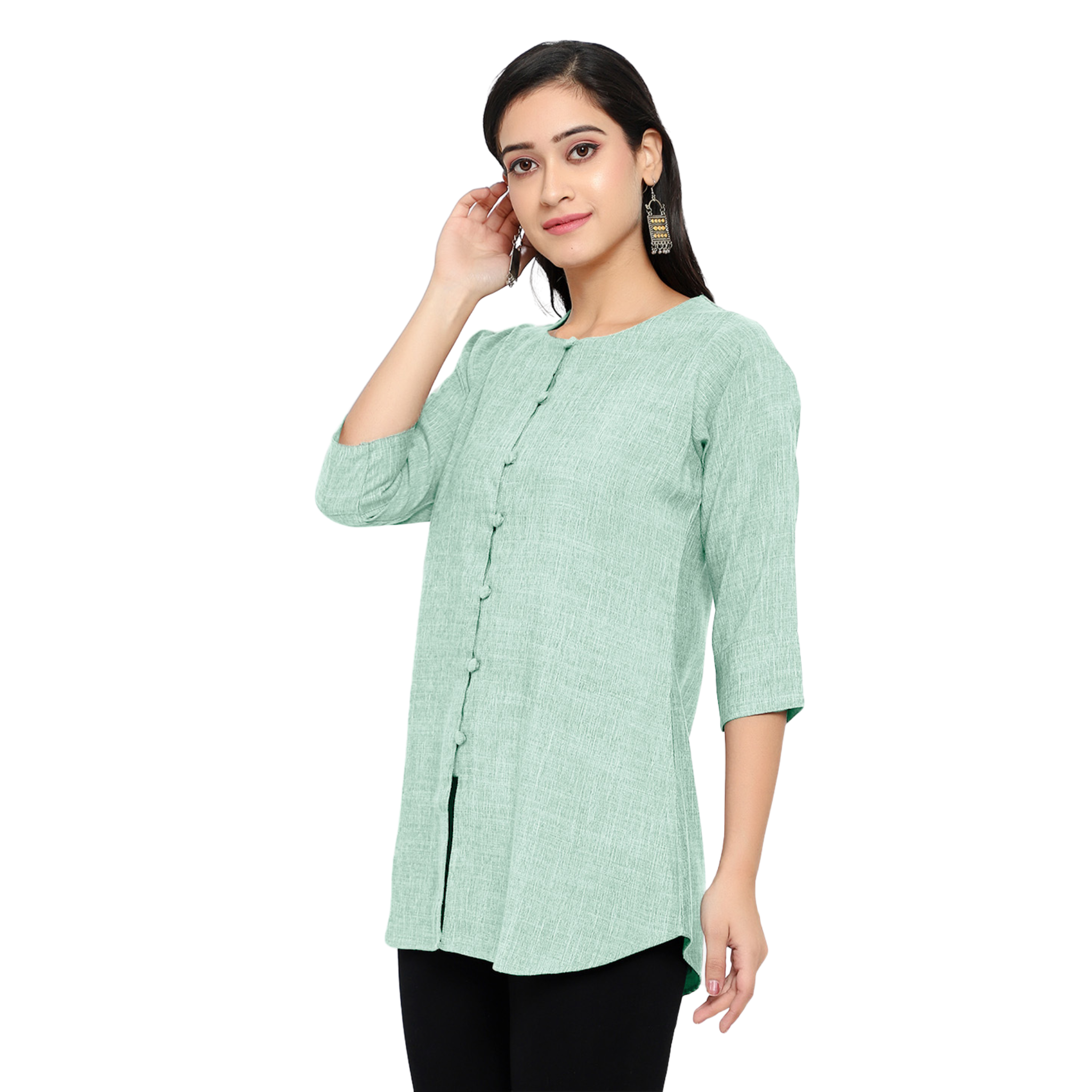 Green Cotton Linen Tunic