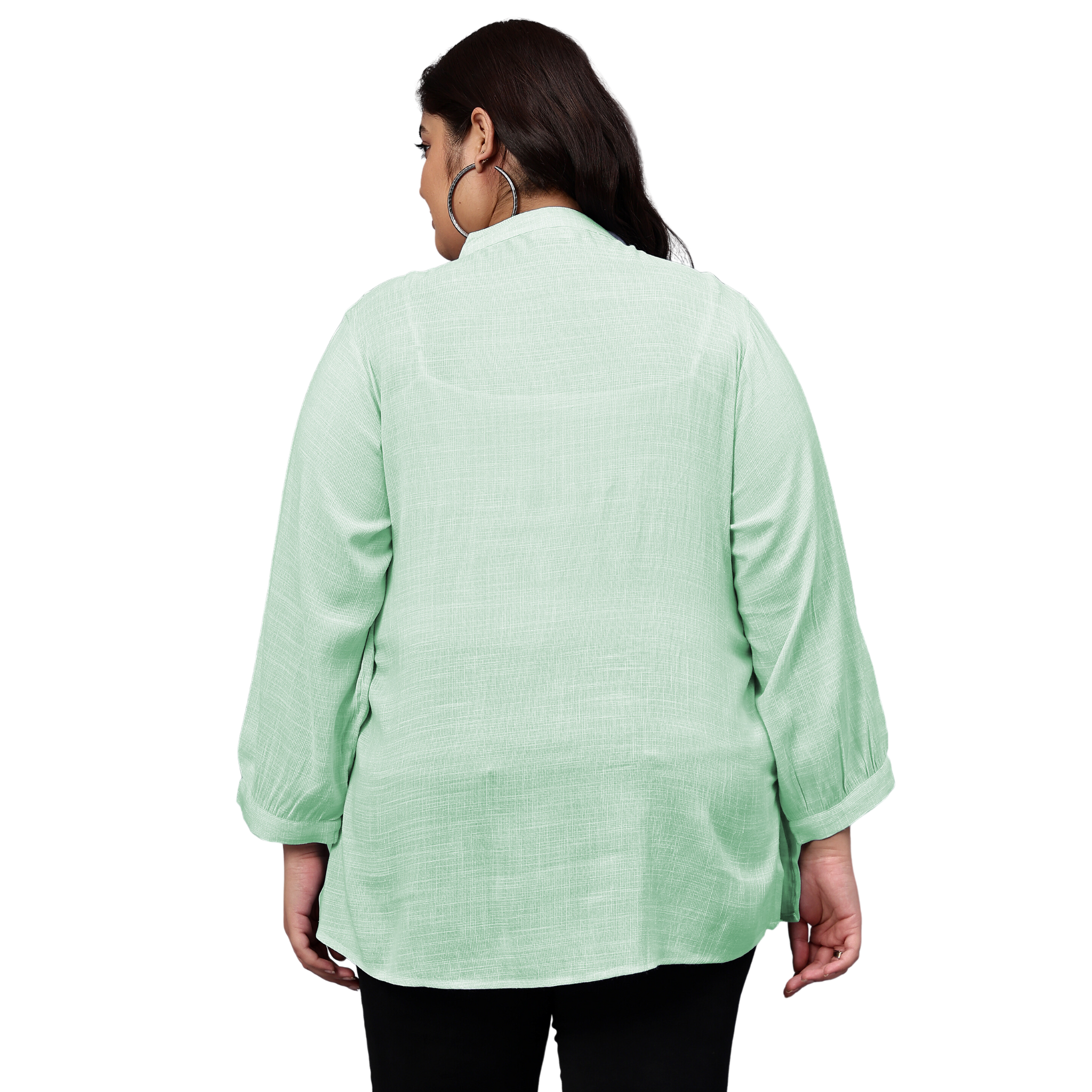 Green Floral Embroidered Plus Size Tunic