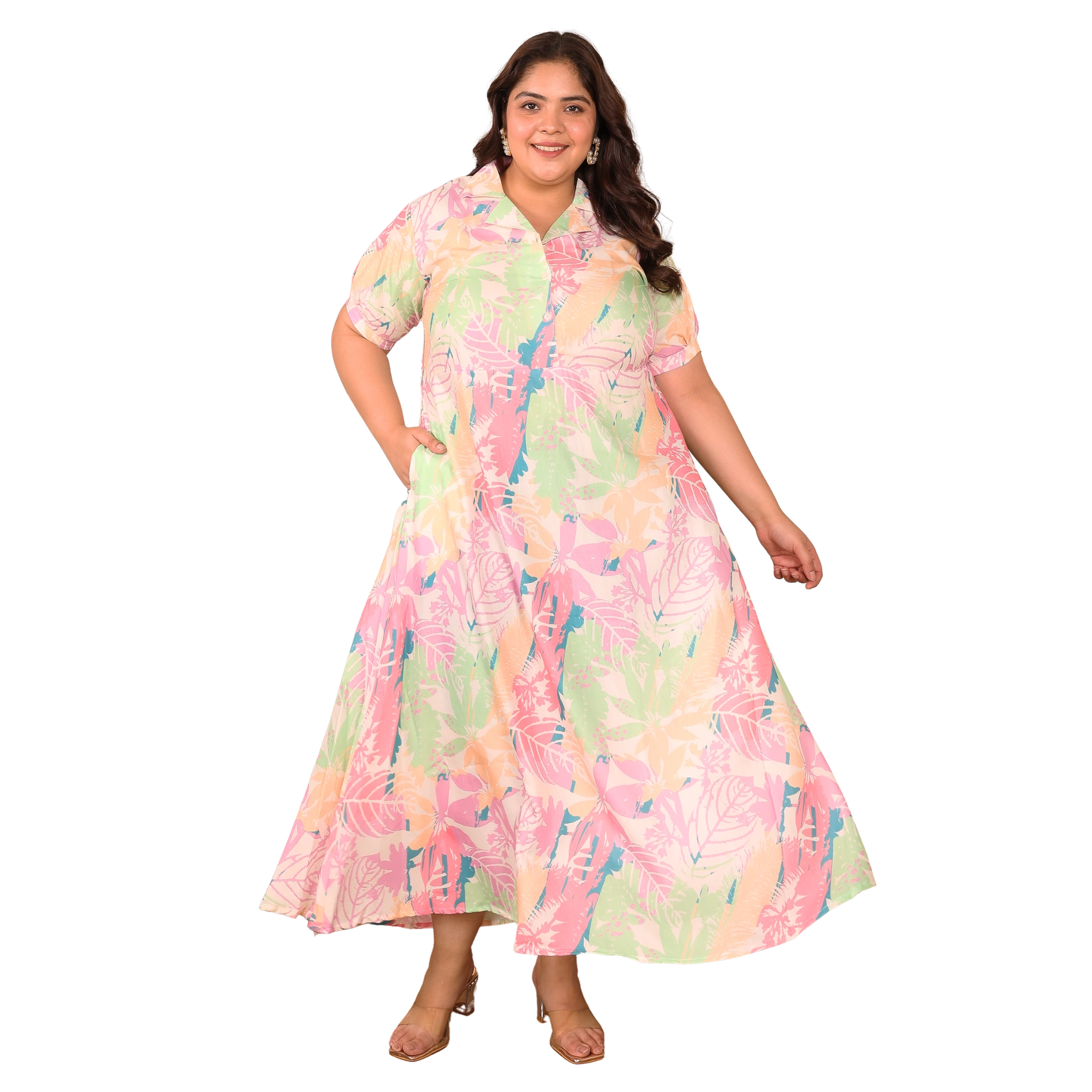Multicolor Floral Maxi Plus Size Dress