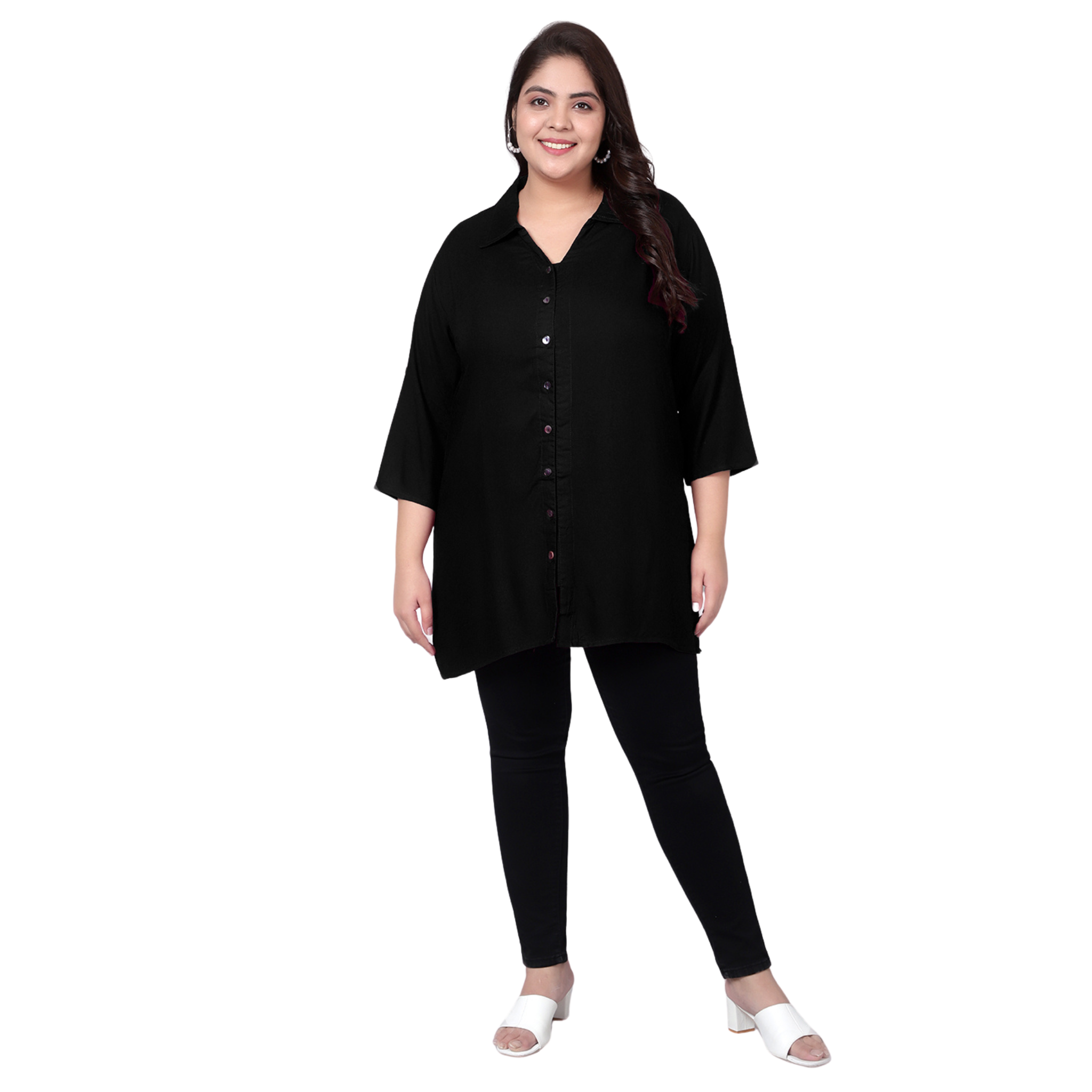 Black Longline Plus Size Shirt