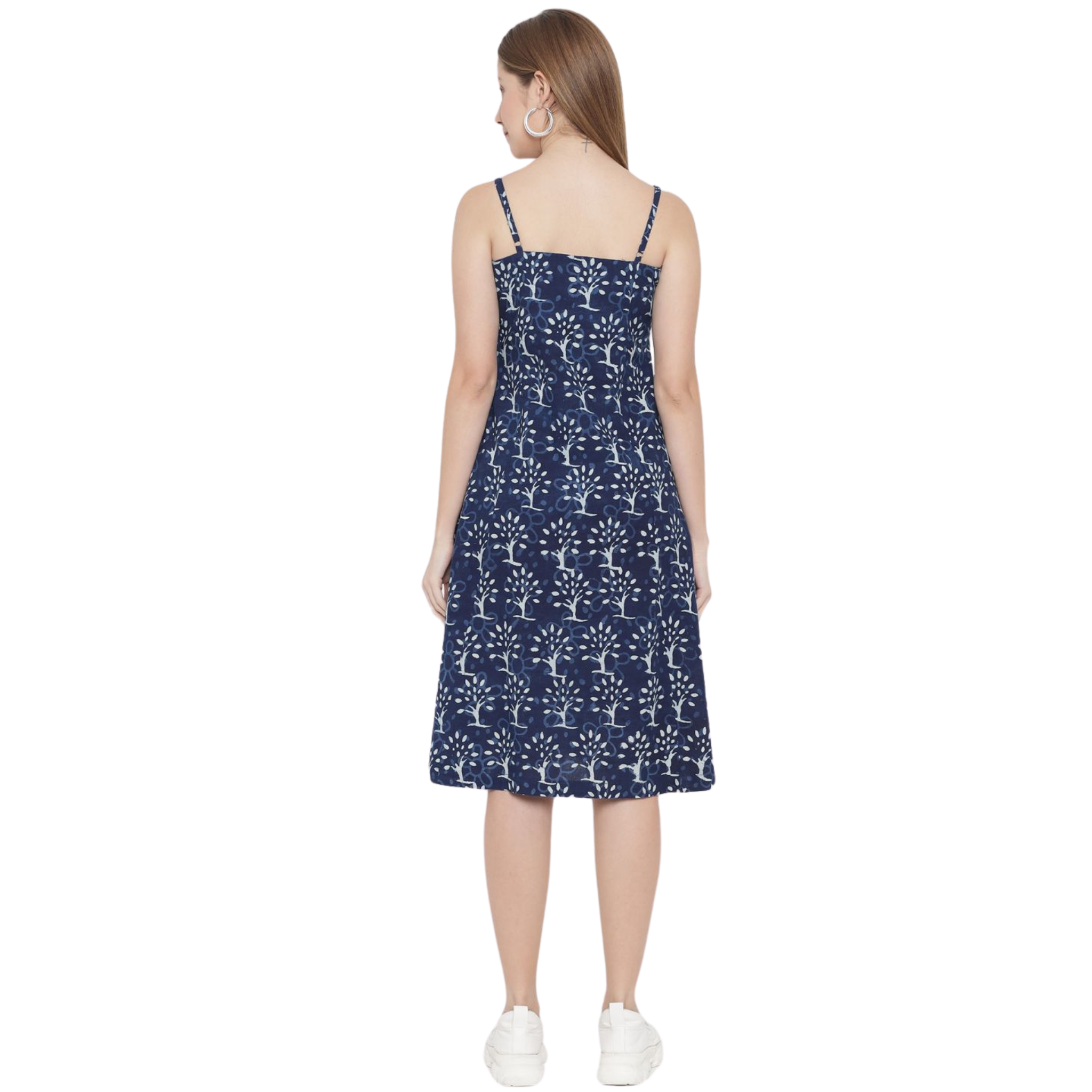 Blue A-Line Hand Block Dress