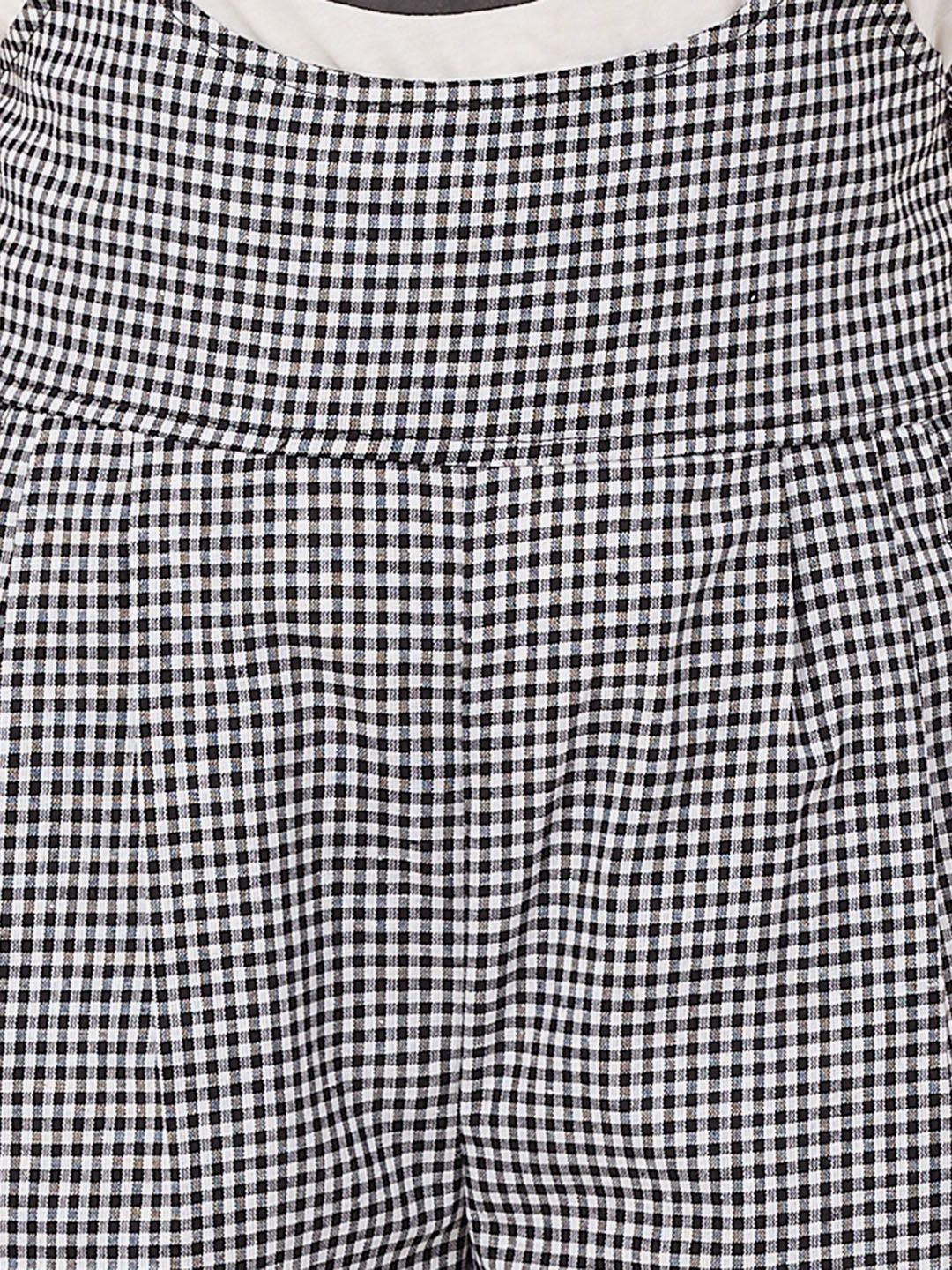 White & Black Checkered Dungaree — view 6