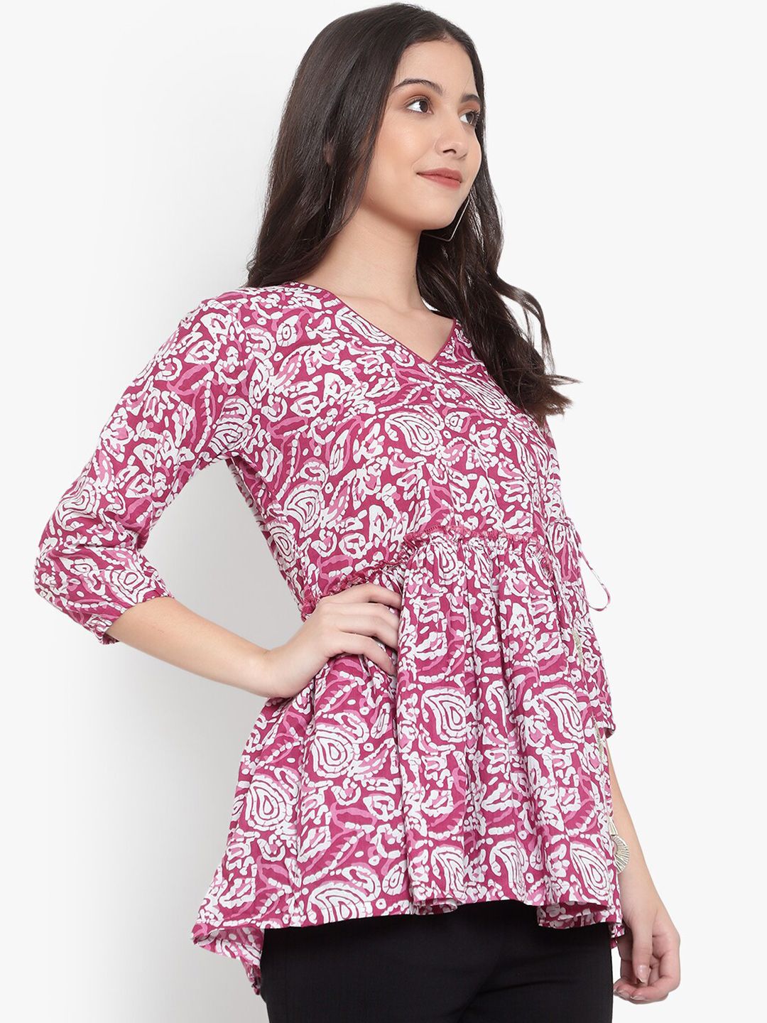 Pink Hand Block Print Plus Size Tunic — view 3