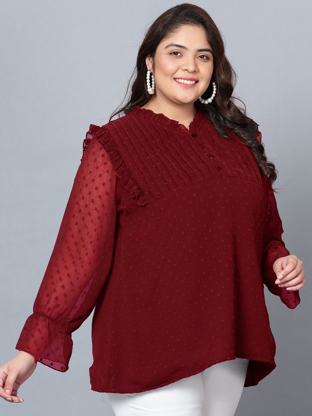 Red Georgette Plus Size Tunic — view 3