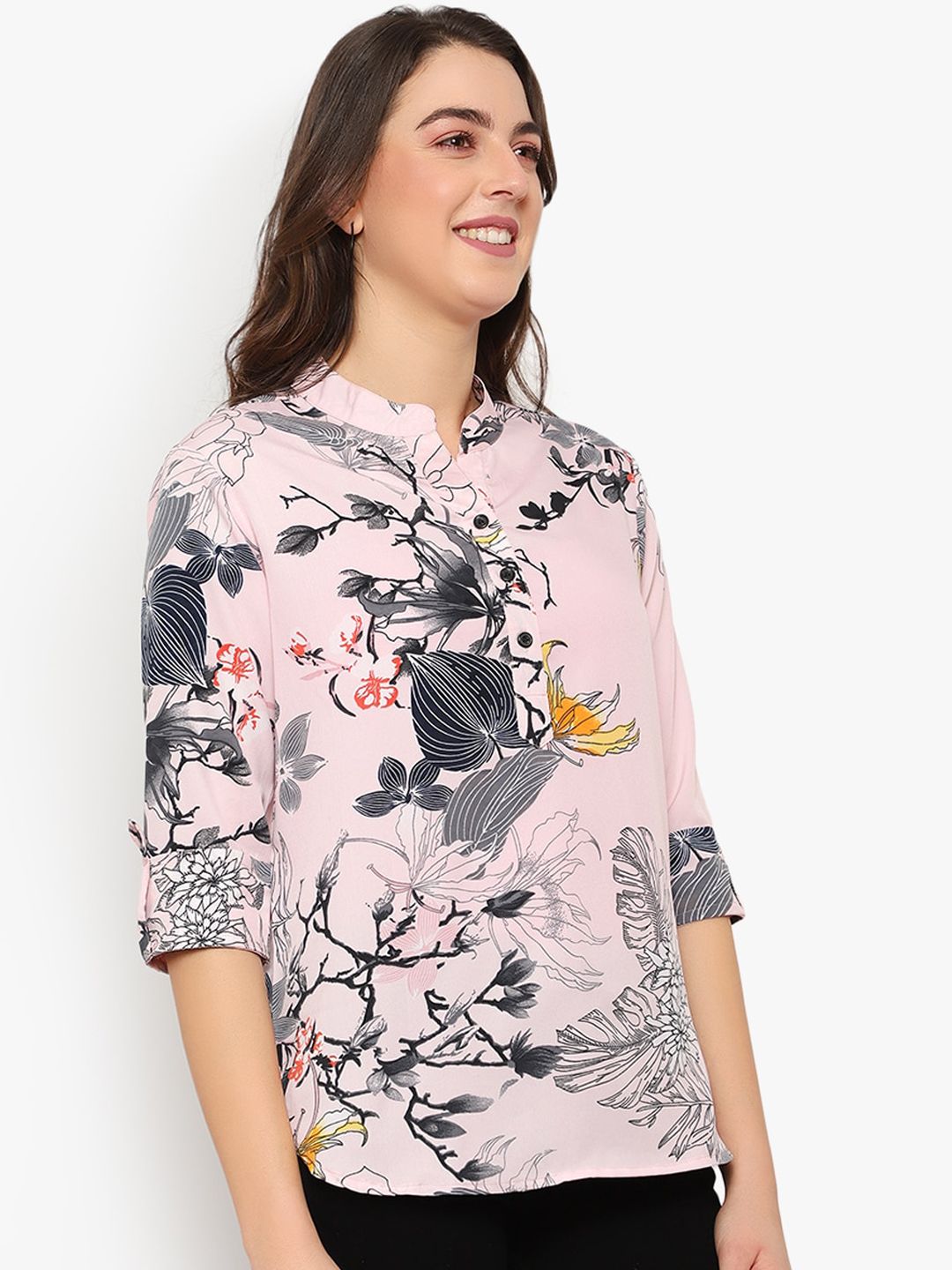 Pink Floral Print Tunic — view 9