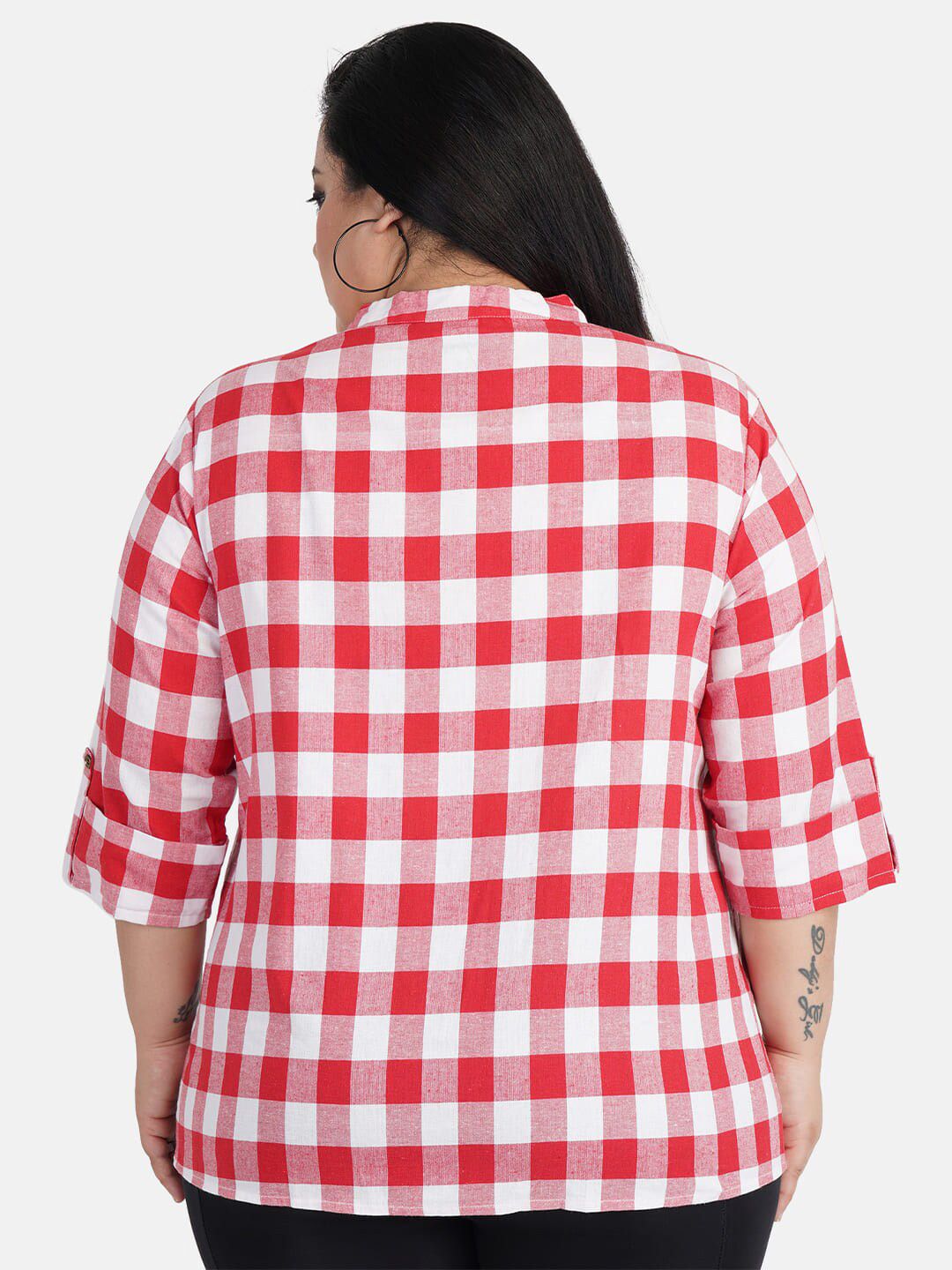 Red Checkered Plus Size Shirt — view 5