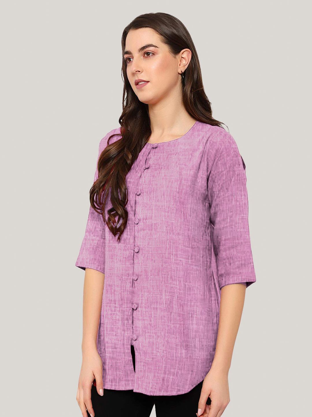 Purple Cotton Linen Tunic — view 9