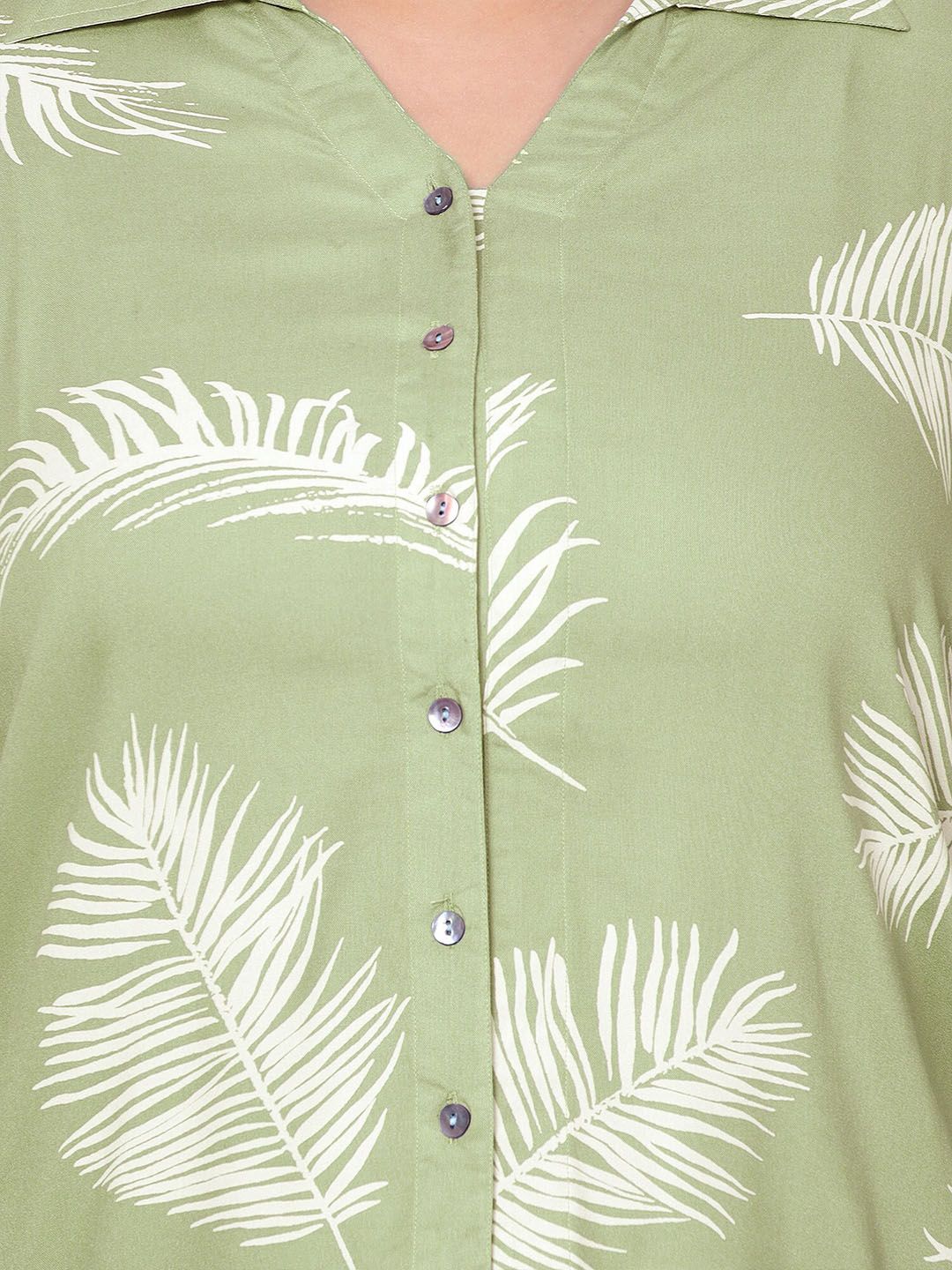 Green Leaf Print Shirt — view 2