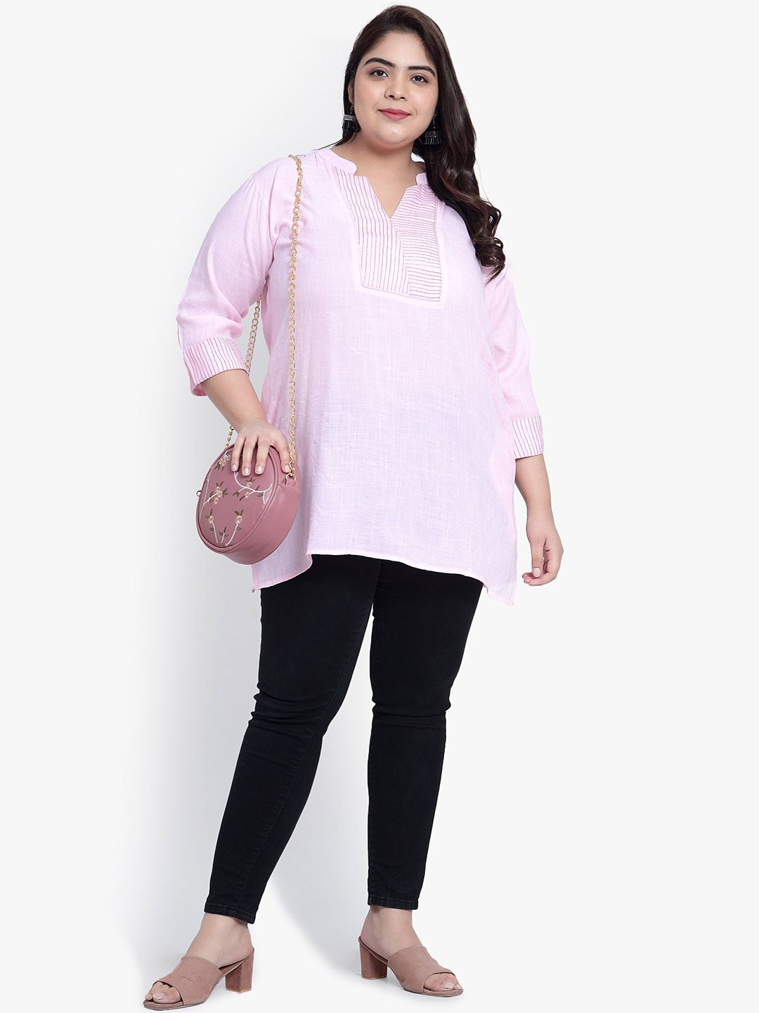 Pink Embroidered Plus Size Tunic — view 6