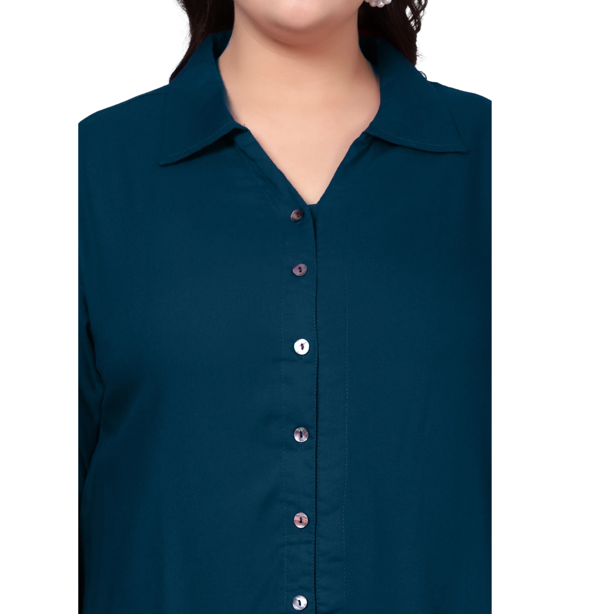 Peacock Blue Longline Plus Size Shirt