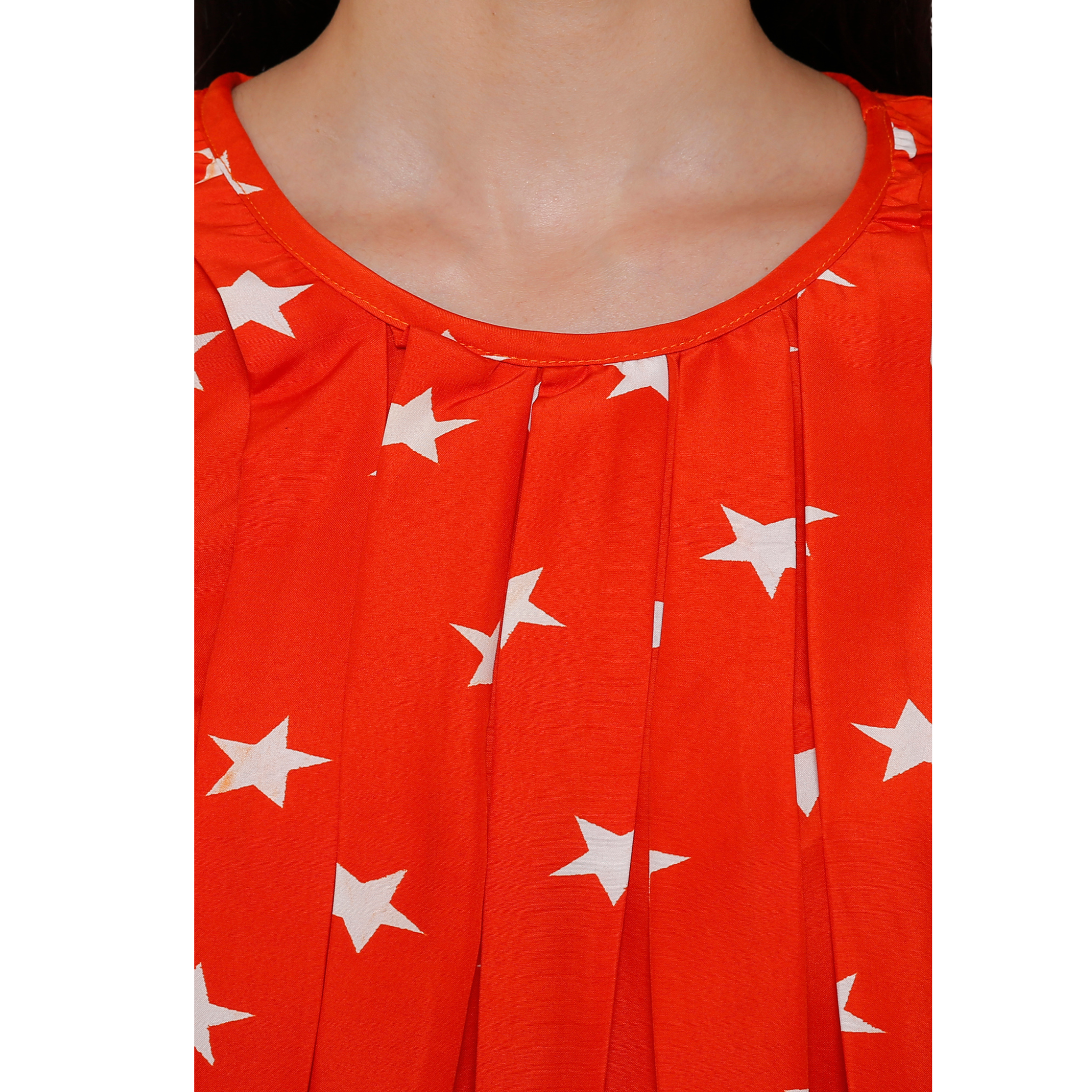 Orange Star Print Top