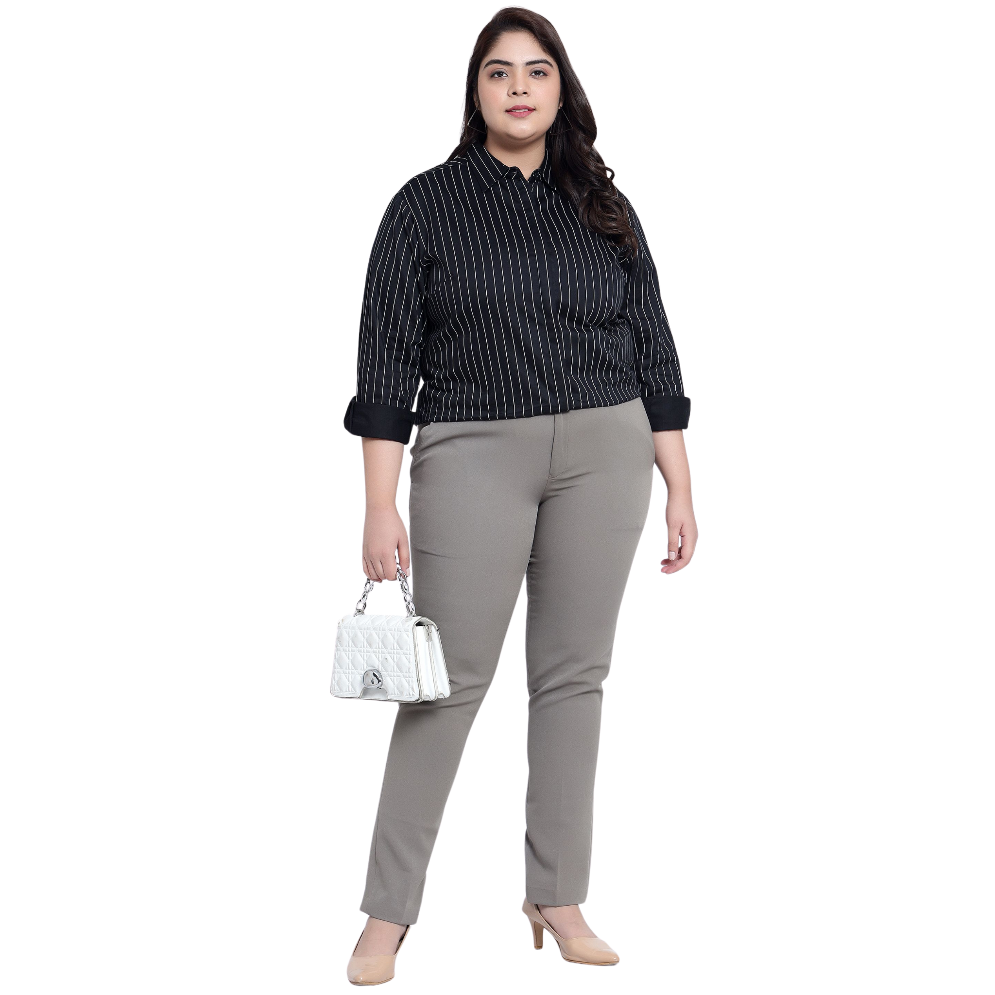 Black Stripe Formal Plus Size Shirt